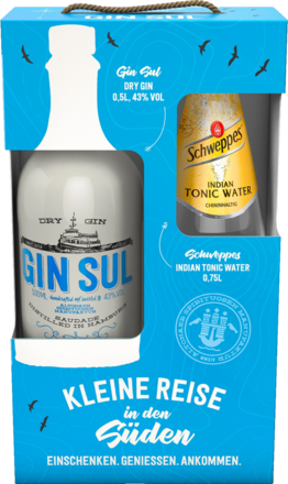 Gin Sul 43 % vol. 0,5 l + Schweppes Tonic 0,75 l