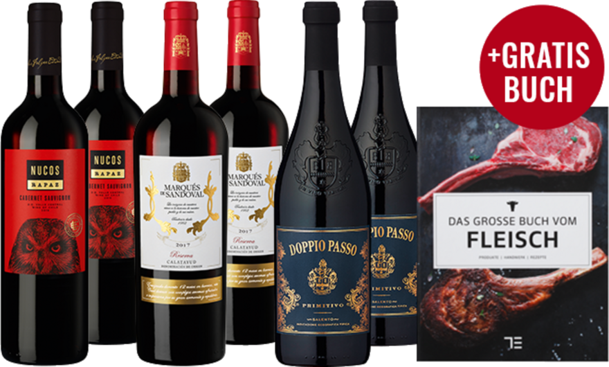 Rotwein Paket zu Fleisch