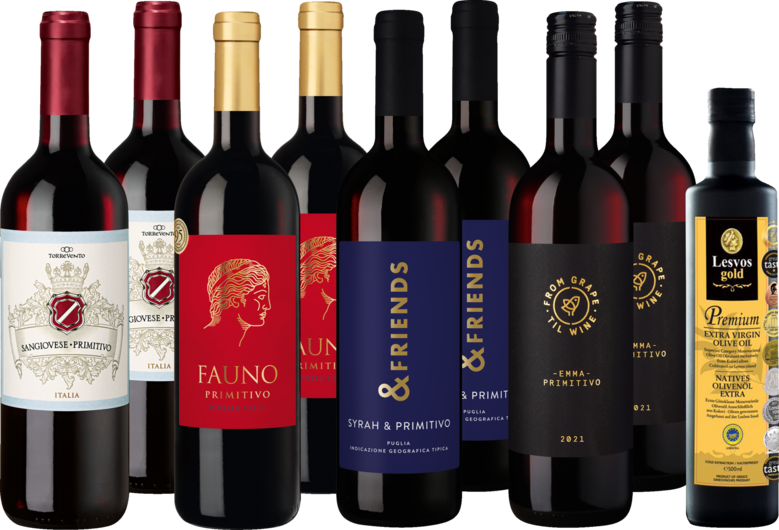 Weinpaket "Primitivo inkl. Olivenöl"