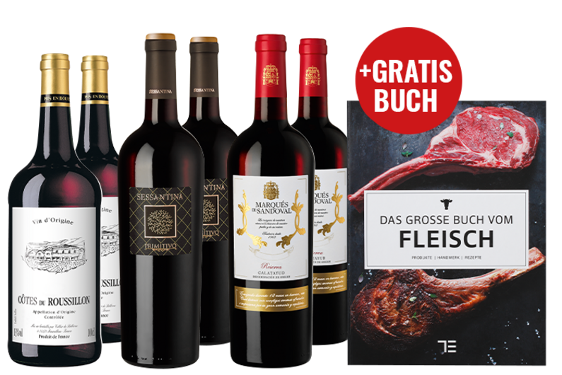 Rotweinempfehlungen zu Fleisch im Paket