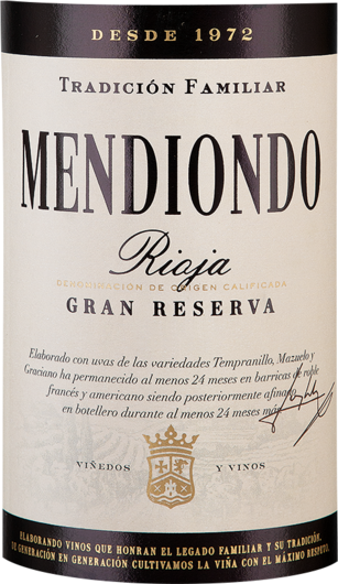2018 Mendiondo Rioja Gran Reserva