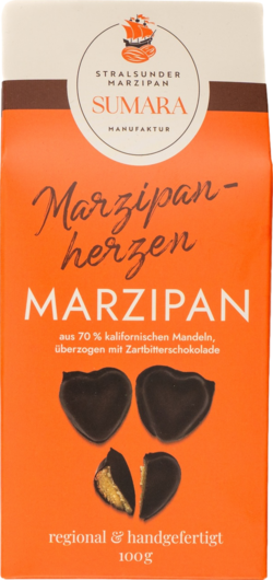 Sumara Marzipanherzen mit Zartbitterschokolade