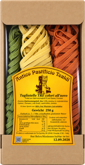 Antico Pastificio Tealdi Tagliatelle Tricolore