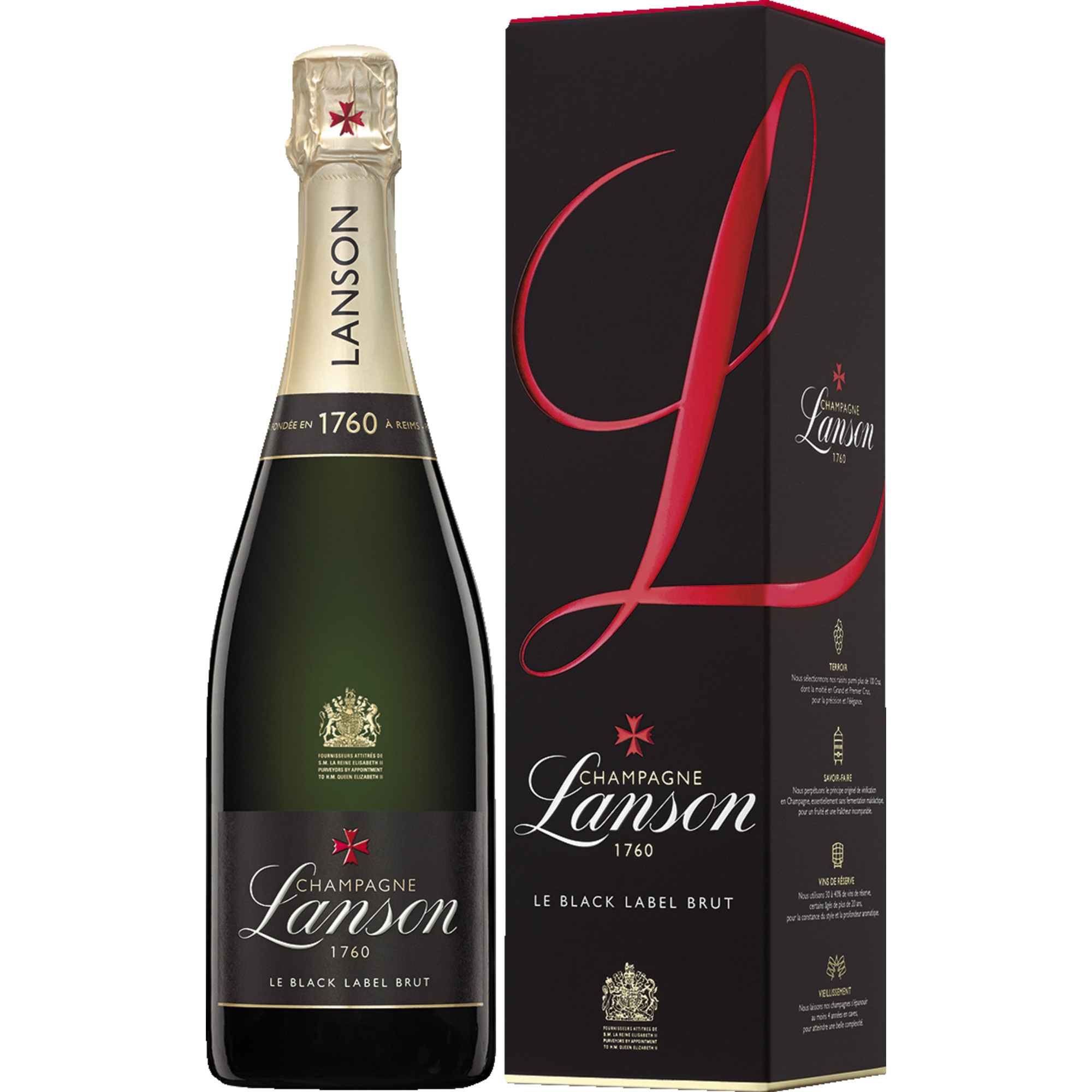 Champagne Lanson Black Label, Brut, Champagne AC, Geschenketui, Champagne, Schaumwein - Champagner