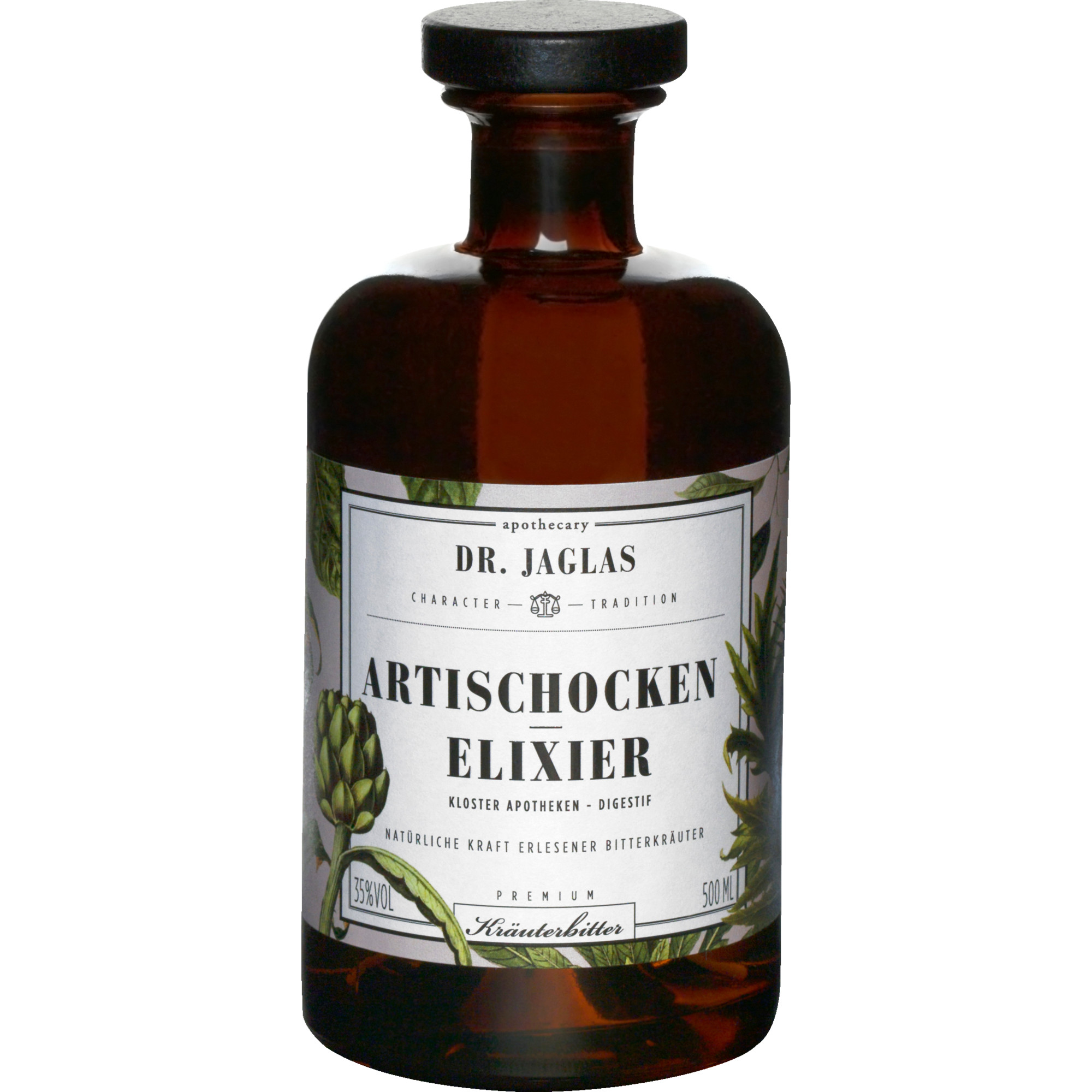 Dr. Jaglas Artischocken Elixier, Kräuterbitter 35 % vol. 0,5 L, Spirituosen  Spirituosen Hawesko