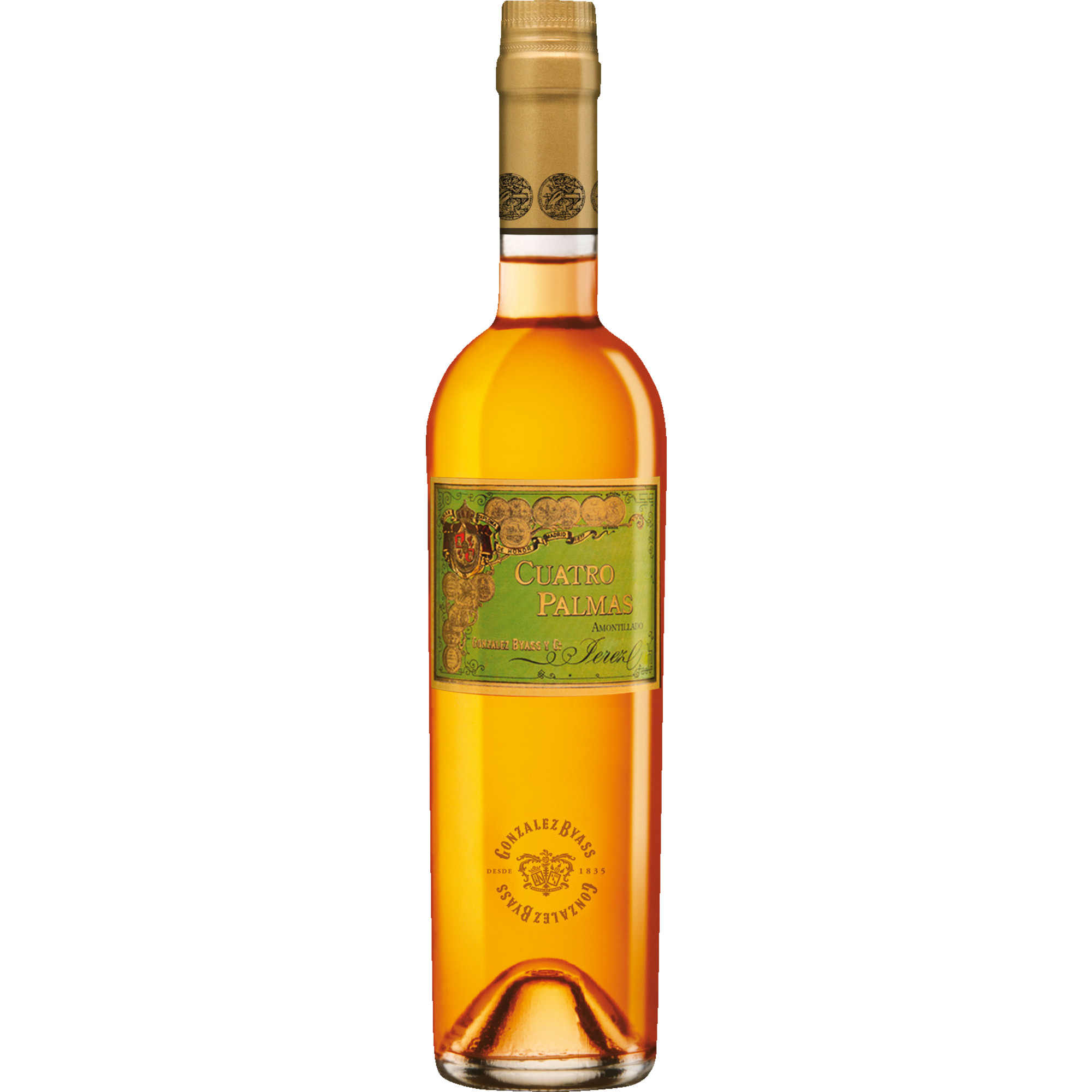 Image of Cuatro Palmas Amontillado, Jerez/Xerez/Sherry DO, 0,5 L, 21,0% Vol., Sherry/Jerez, Spirituosen