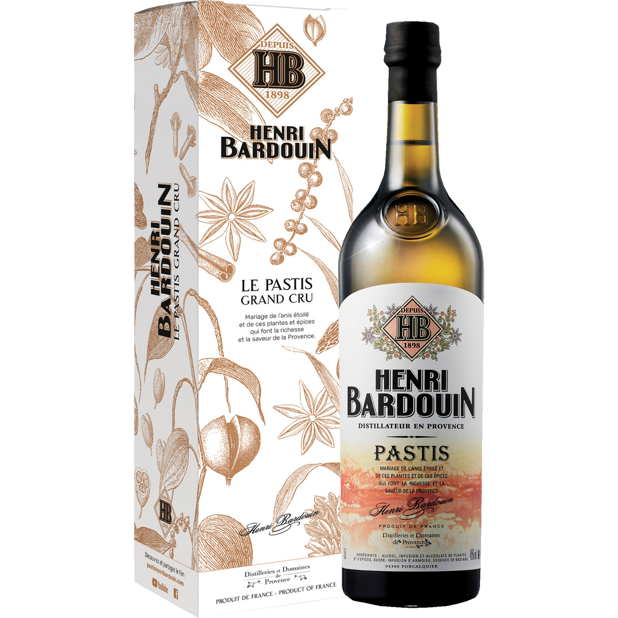 Henri Bardouin Le Pastis Grand Cru, Pastis, 45% Vol., 0,7L, Provence, Spirituosen - Spirituosen