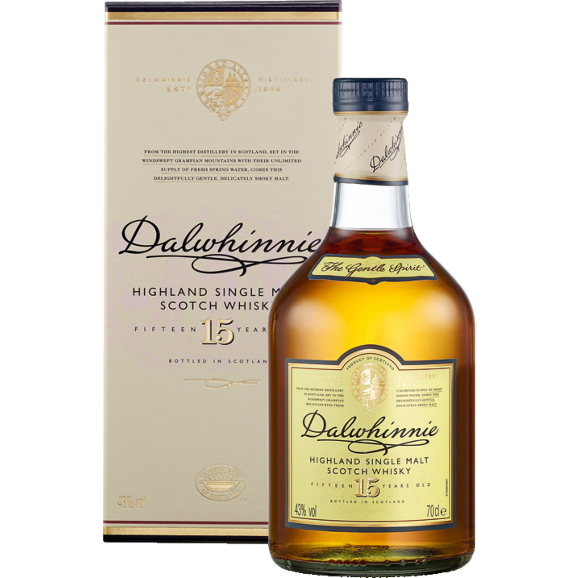 Dalwhinnie 15 Years Highland Single Malt Whisky, Schottland, 0,7 L, 43% Vol., Schottland, Spirituosen  Spirituosen Hawesko