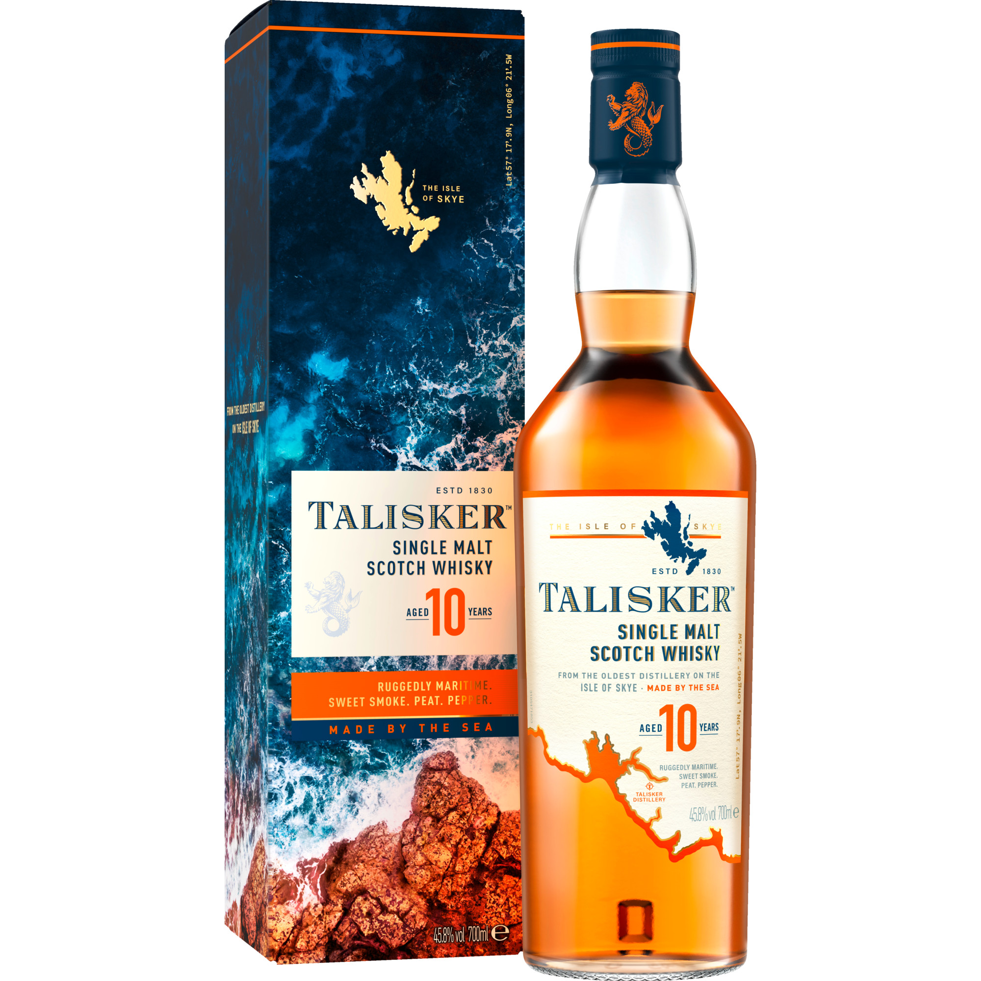 Talisker 10 Years Isle of Skye Single Malt Whisky, Scotch, 0,7 L, 45,8% Vol., Schottland, Spirituosen  Spirituosen Hawesko