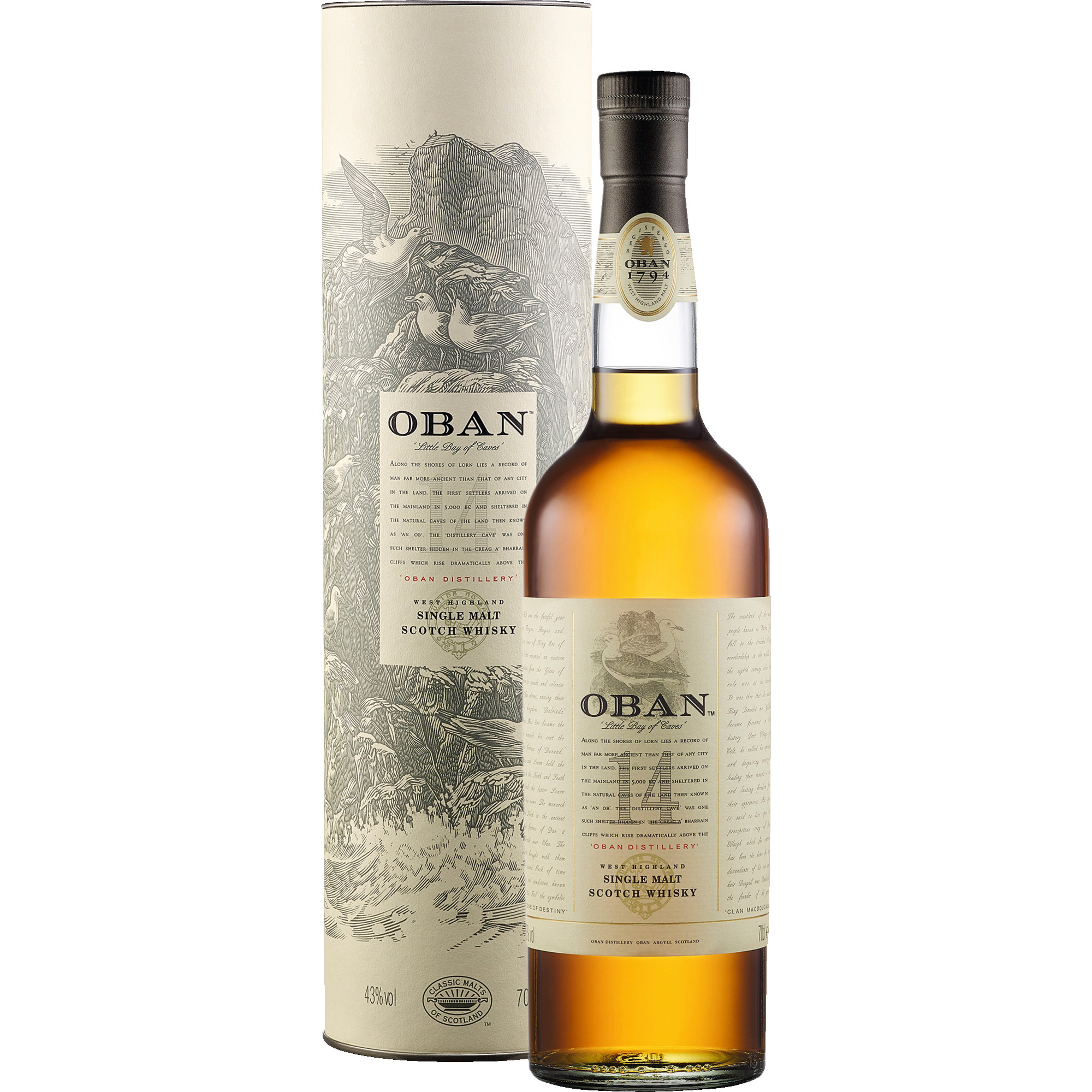 Oban Highland Single Malt Scotch Whisky 14 Years, 43 % vol. 0,7 L, Schottland, Spirituosen  Spirituosen Hawesko