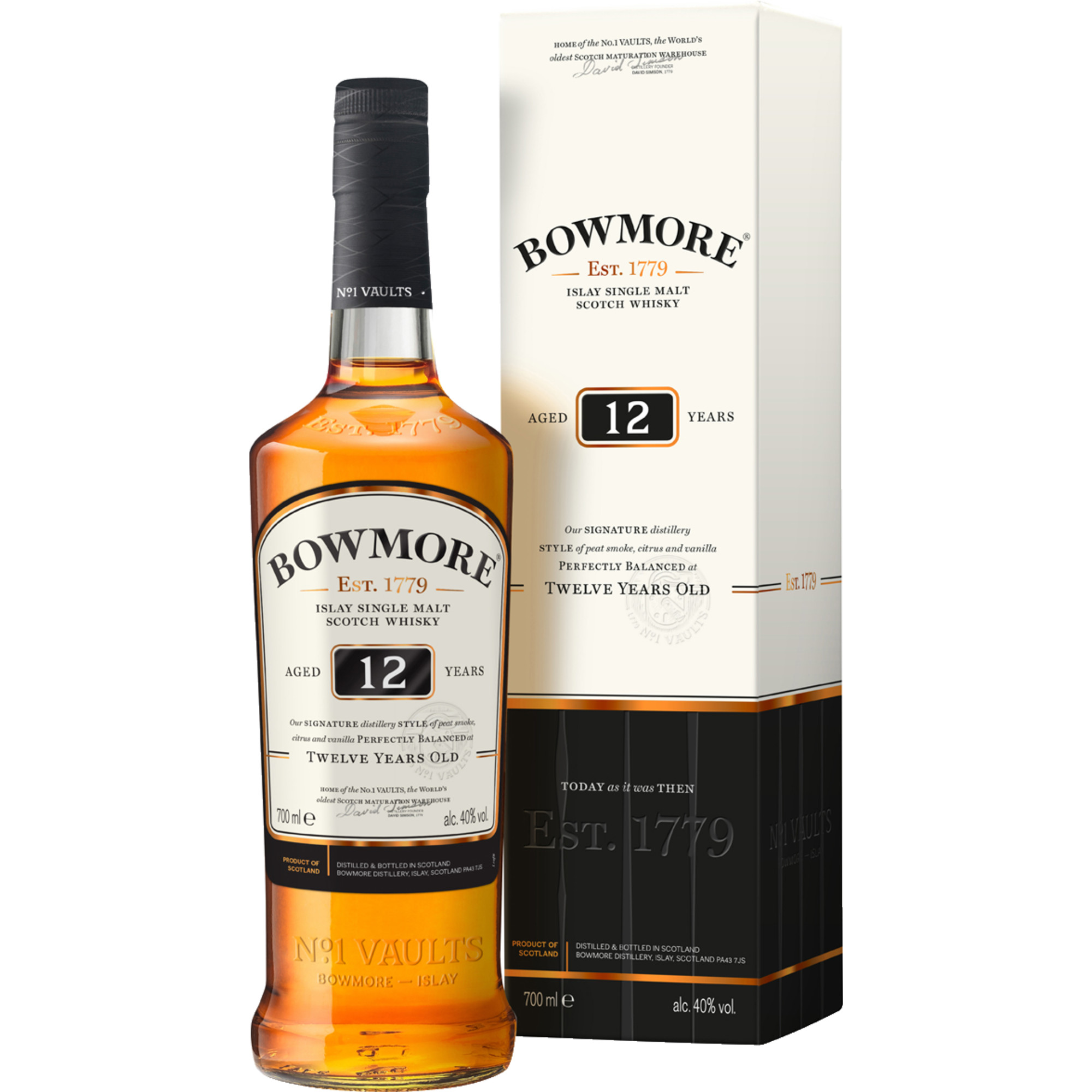 Bowmore 12 Years Isle of Islay Single Malt Whisky, Scotch, 0,7 L, 40% Vol., Schottland, Spirituosen  Spirituosen Hawesko