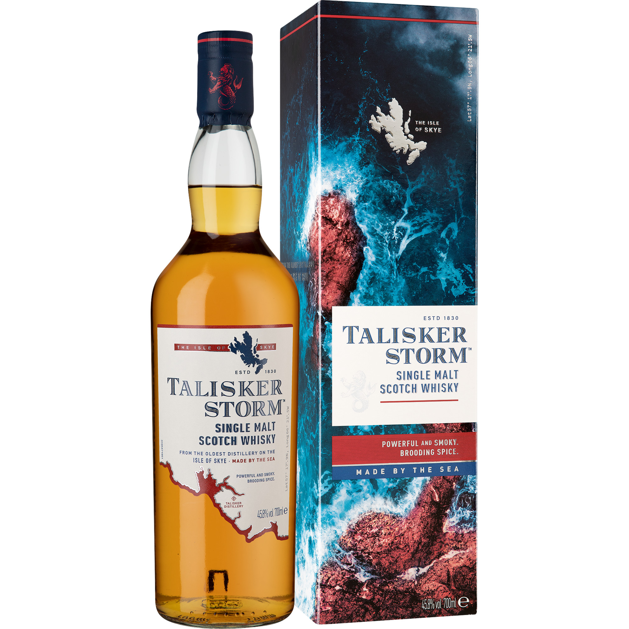 Talisker Storm Isle of Skye Single Malt Whisky, Scotch, 0,7 L, 45,8% Vol., Schottland, Spirituosen The Talisker Distillery Carbost, Isle of Skye, IV47 8SR, Scotland Hawesko DE