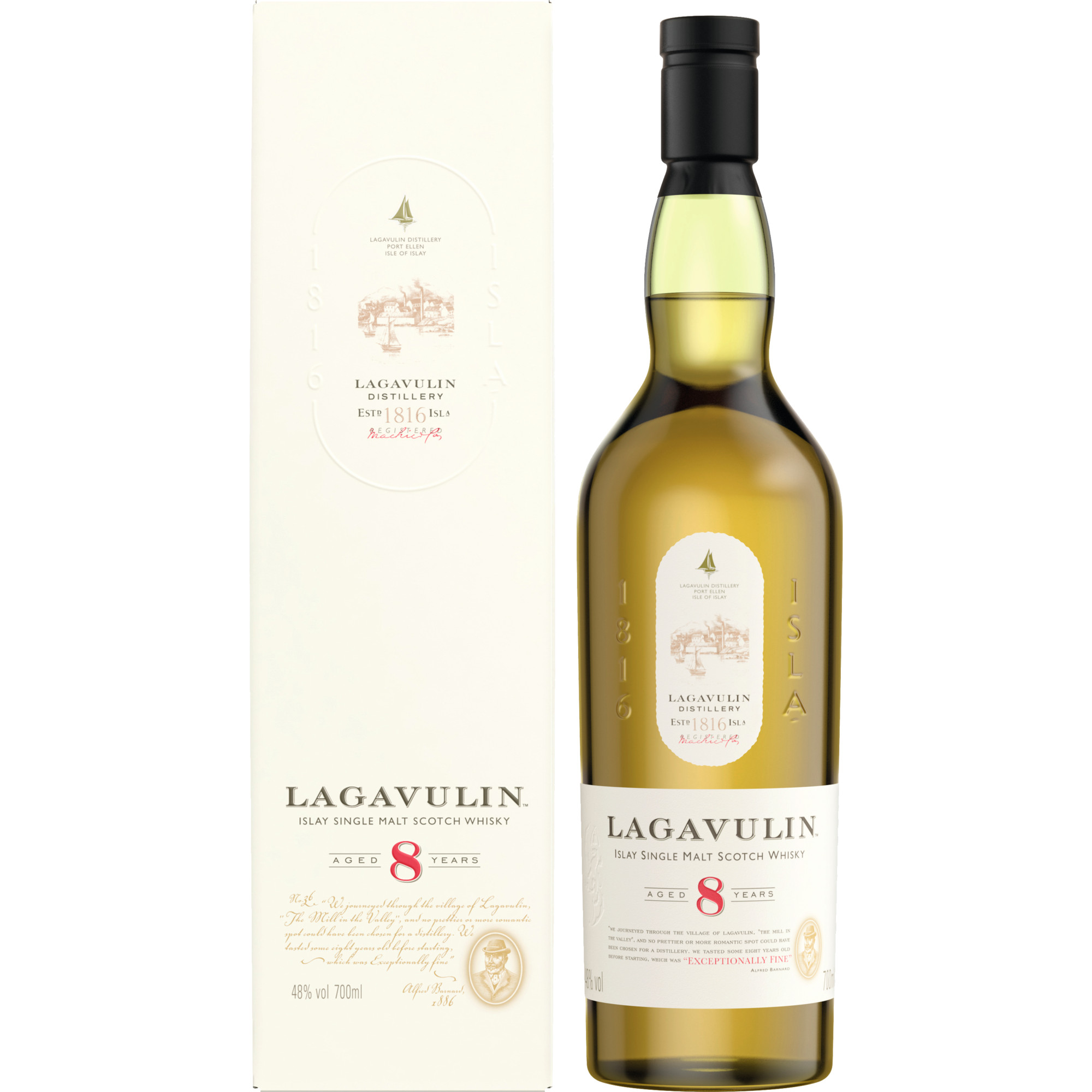 Lagavulin 8 Years Isle of Islay Single Malt Whisky, Scotch, 0,7 L, 48% Vol., Schottland, Spirituosen  Spirituosen Hawesko