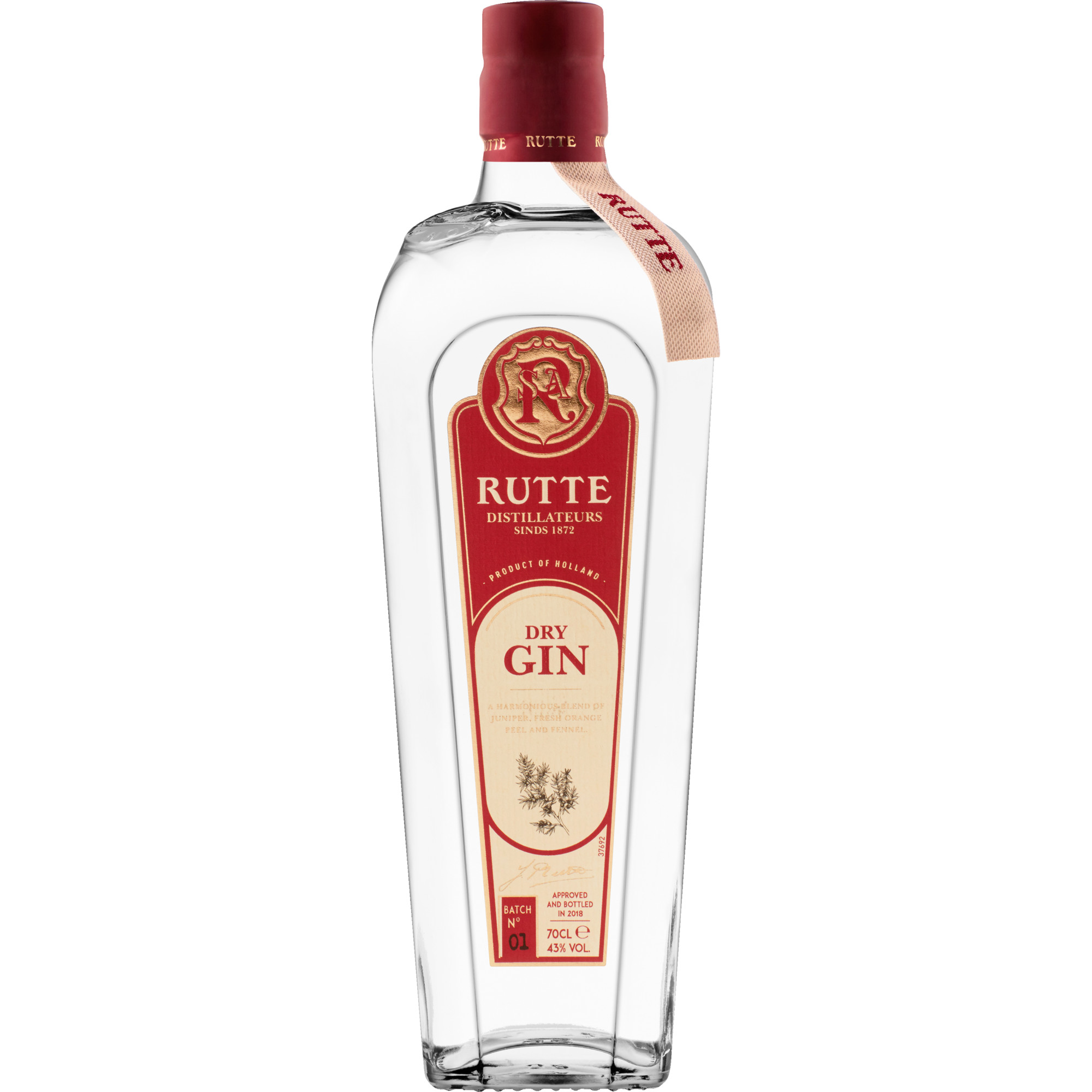Rutte Dry Gin, Niederlande 43 % vol. 0,7 L, Spirituosen  Spirituosen Hawesko