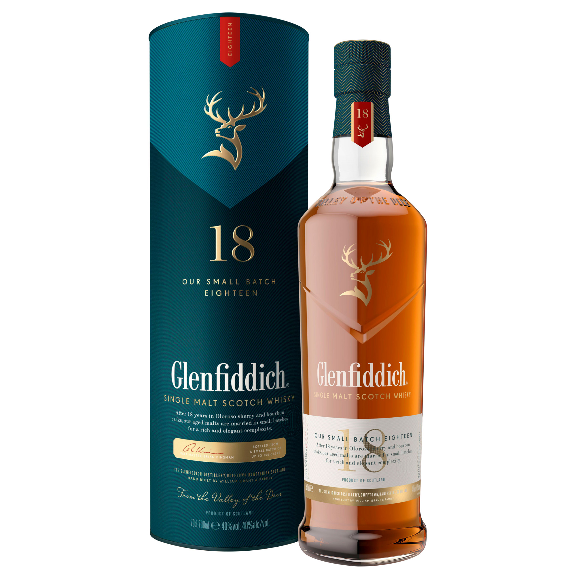Glenfiddich 18 Years Single Malt Whisky, 0,7L, 40% Vol., Schottland, Spirituosen
