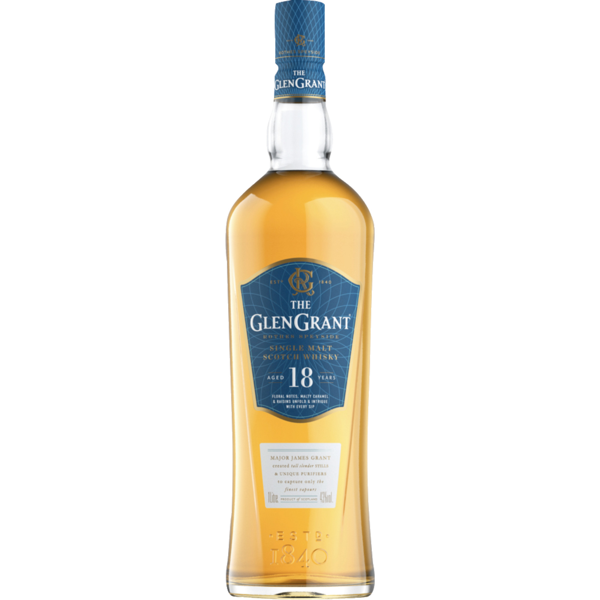 Glen Grant 18 Years Single Malt Scotch Whisky, Speyside, 0,7 L, 43% Vol., Schottland, Spirituosen  Spirituosen Hawesko