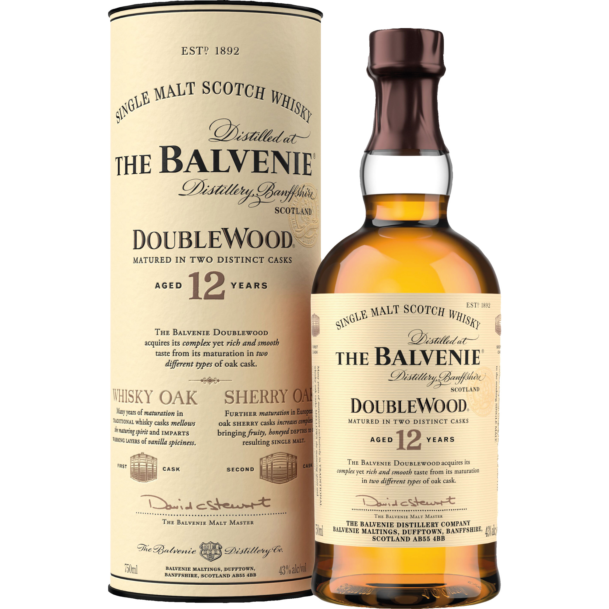 Balvenie 12 Year Old Doublewood Single Malt Whisky, 0,7L, 40,0% Vol., Schottland, Spirituosen  Spirituosen Hawesko