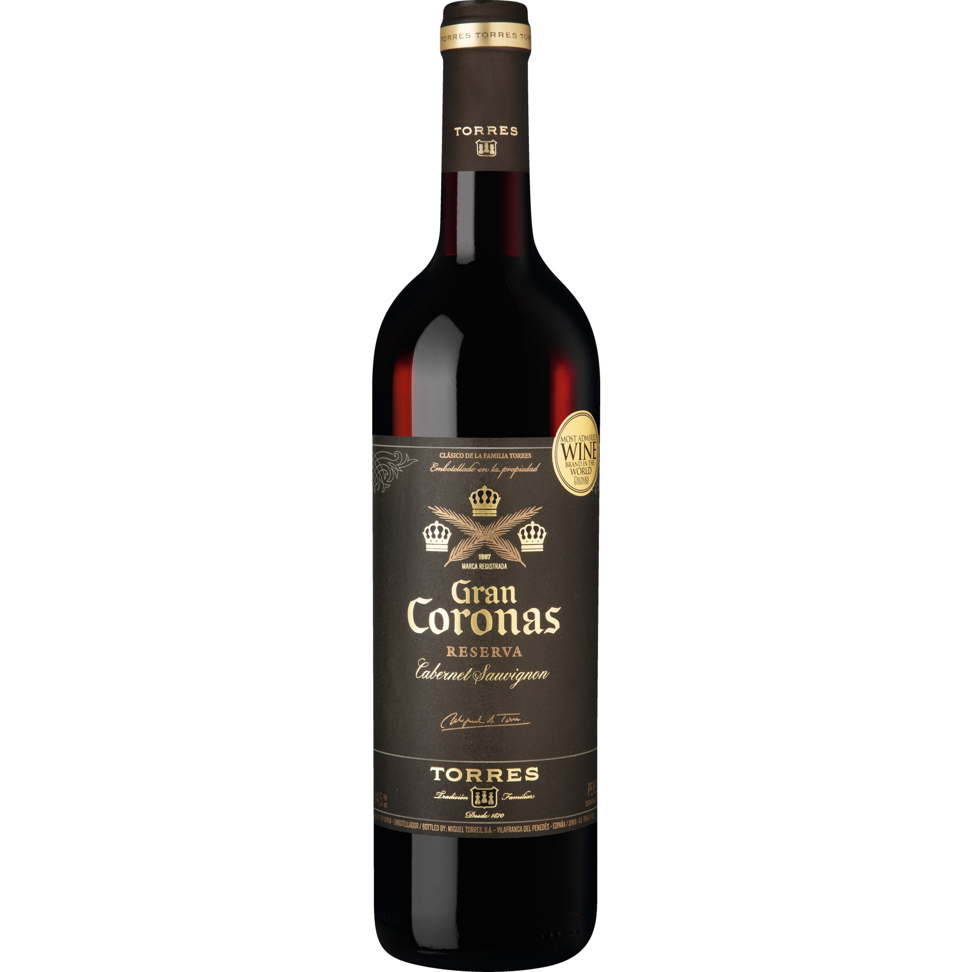 Gran Coronas Reserva Cabernet Sauvignon, Penedès DO, Katalonien, 2018, Rotwein Miguel Torres S.A., 08720 Vilafranca del Penedés, Spain Hawesko DE