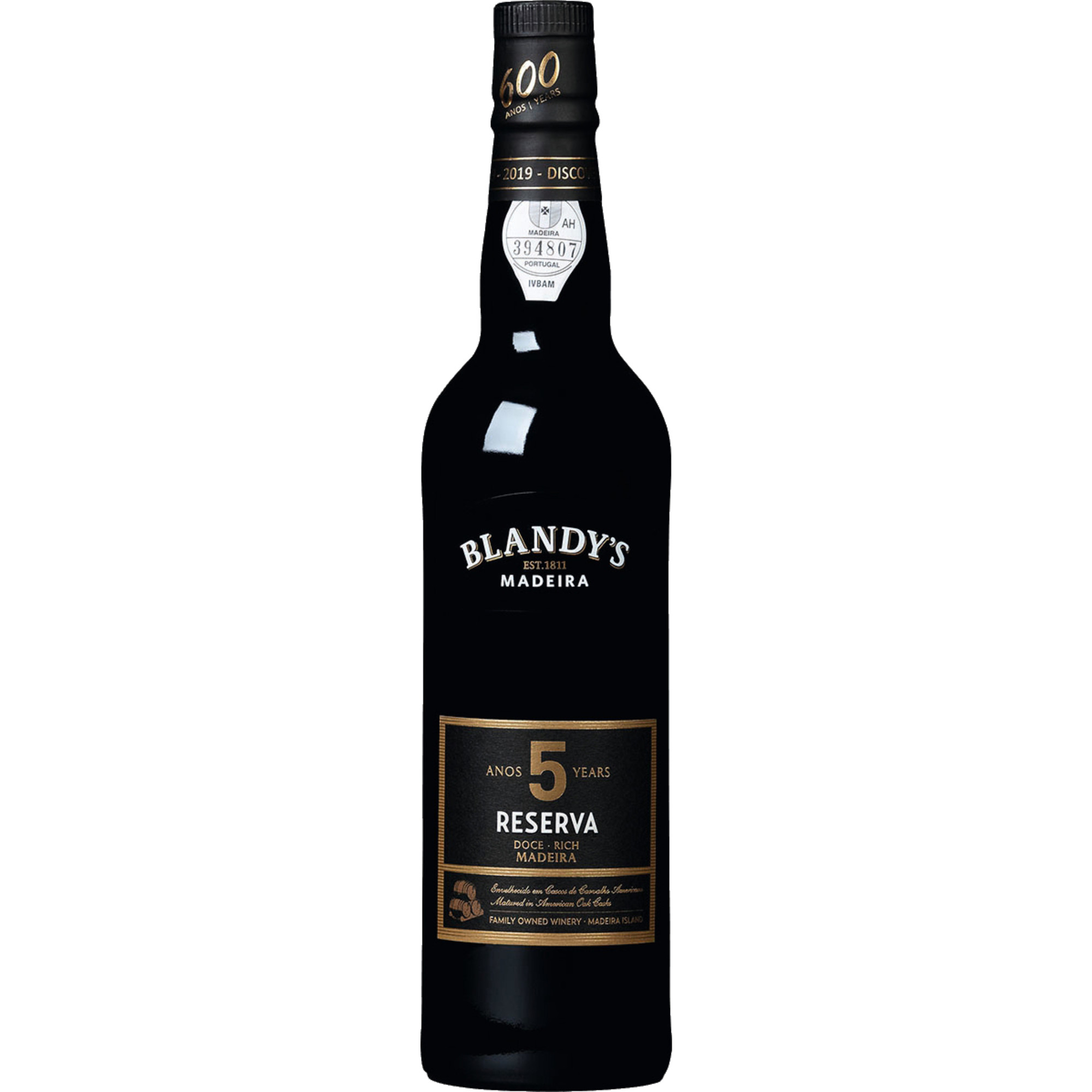 Image of Blandy's 5 Years Old Rich Reserva, Madeira DOC, 19 % Vol., 0,5 L, Madeira, Spirituosen