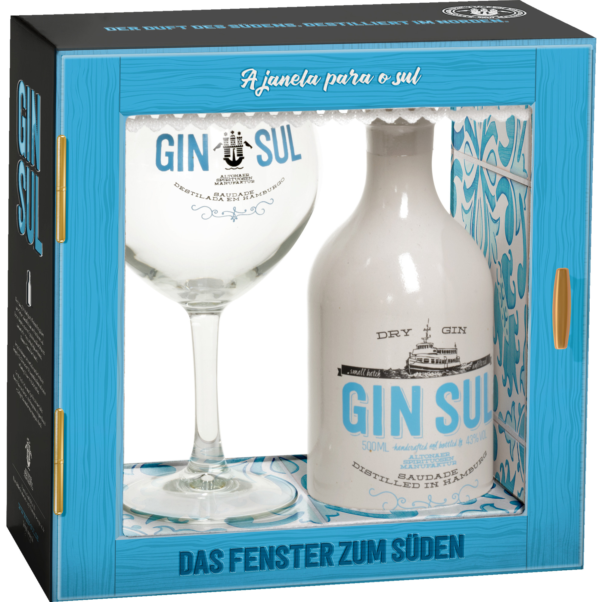Gin Sul Hamburg Dry Gin + 1 Copa Glas, 43 % vol. 0,5 L, Spirituosen  Spirituosen Hawesko