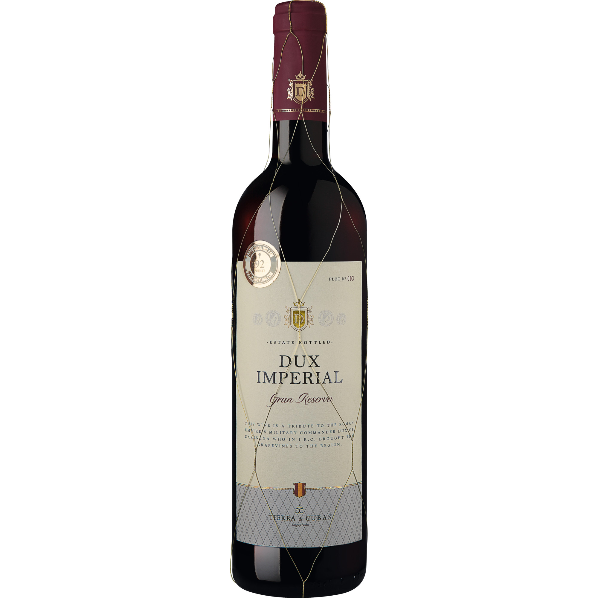 Dux Imperial Gran Reserva, Cariñena DO, Aragonien, 2014, Rotwein Embotellado para Majuelos Iberia, S.L., Venturada, España por R.E. 2637/Z ES Hawesko DE