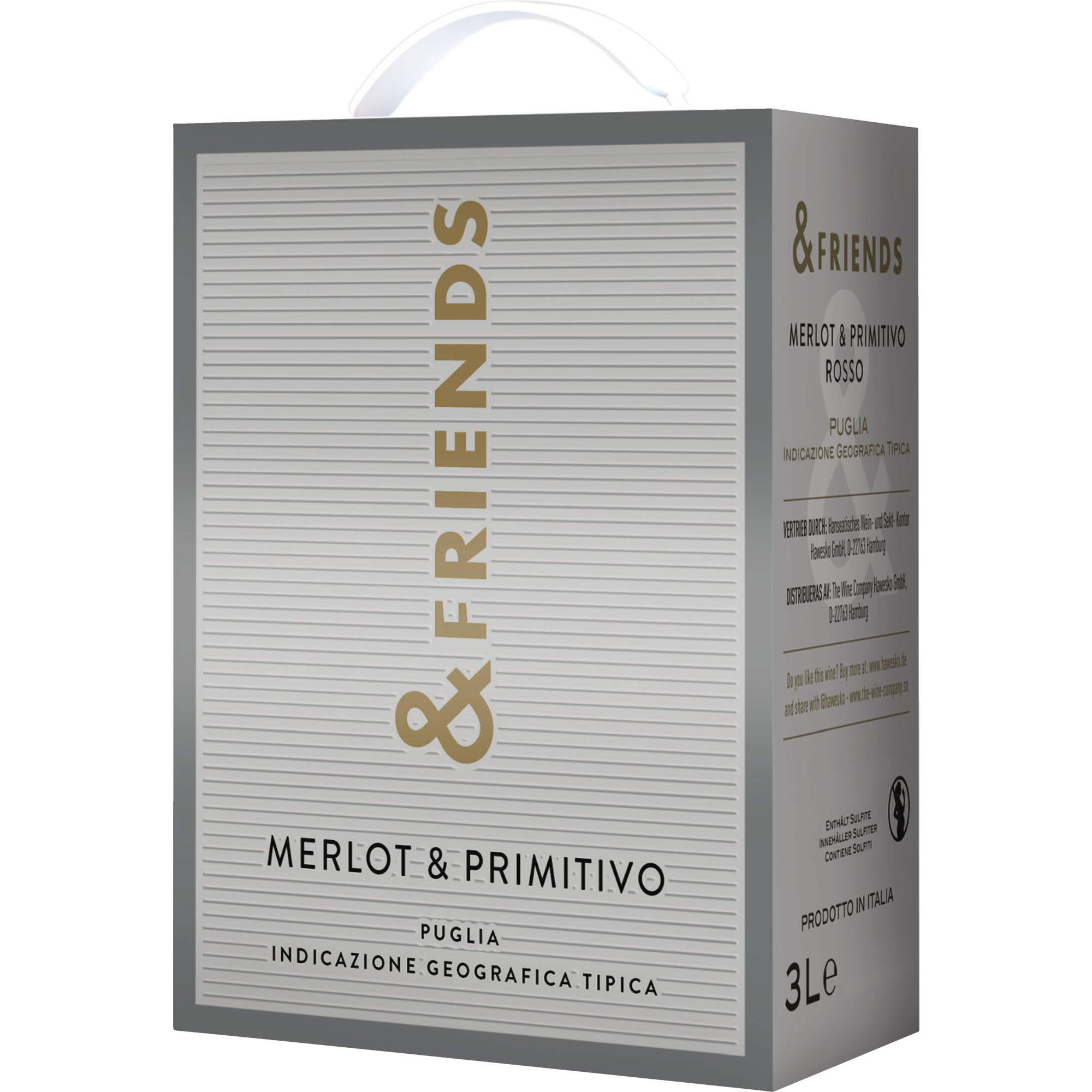 Primitivo & Friends Merlot-Primitivo, Puglia IGP, Bag in Box 3 L, Apulien, 2021, Rotwein  Rotwein Hawesko