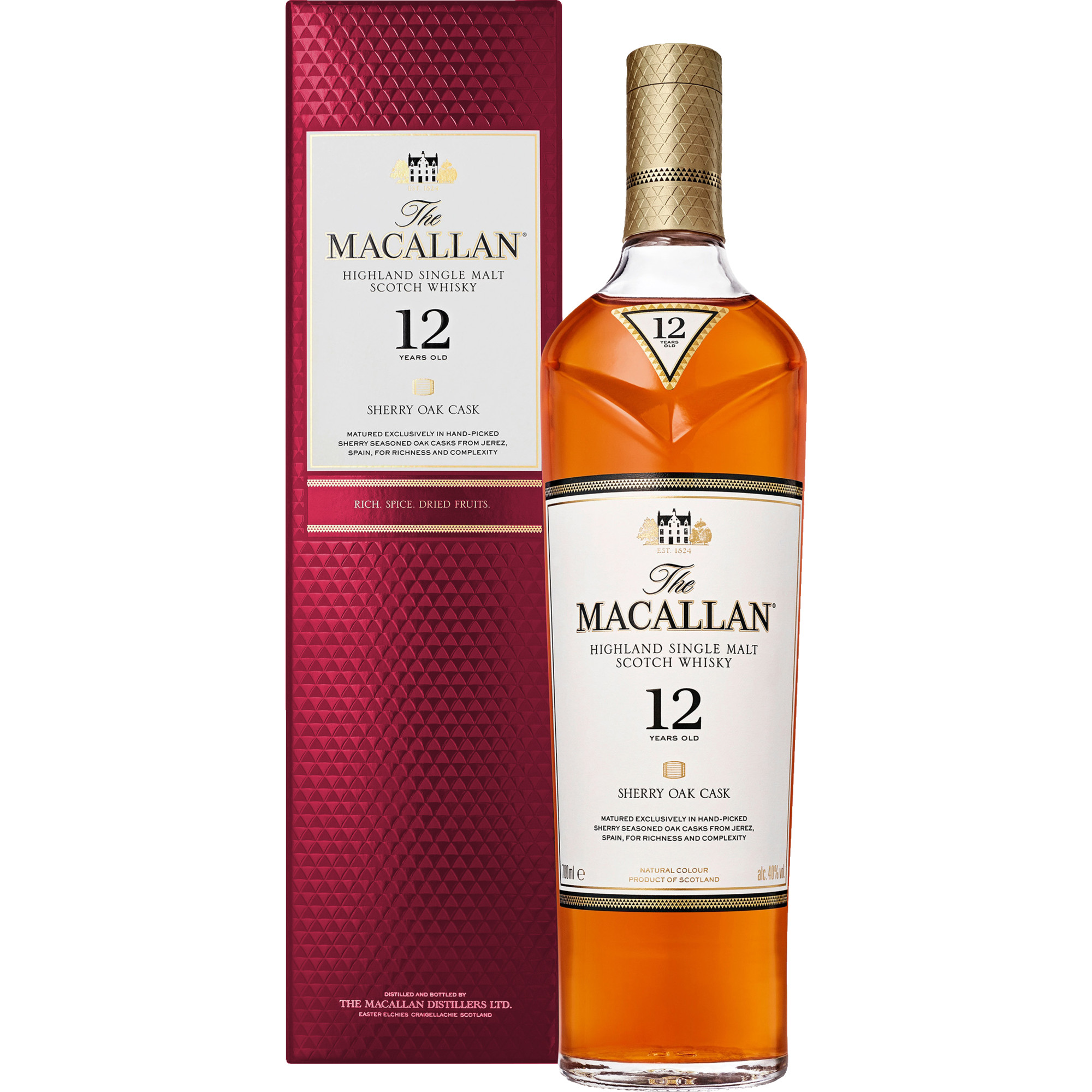 Macallan 12 Years Sherry Oak, Whisky, 0,7 L, 40% Vol., Schottland, Spirituosen