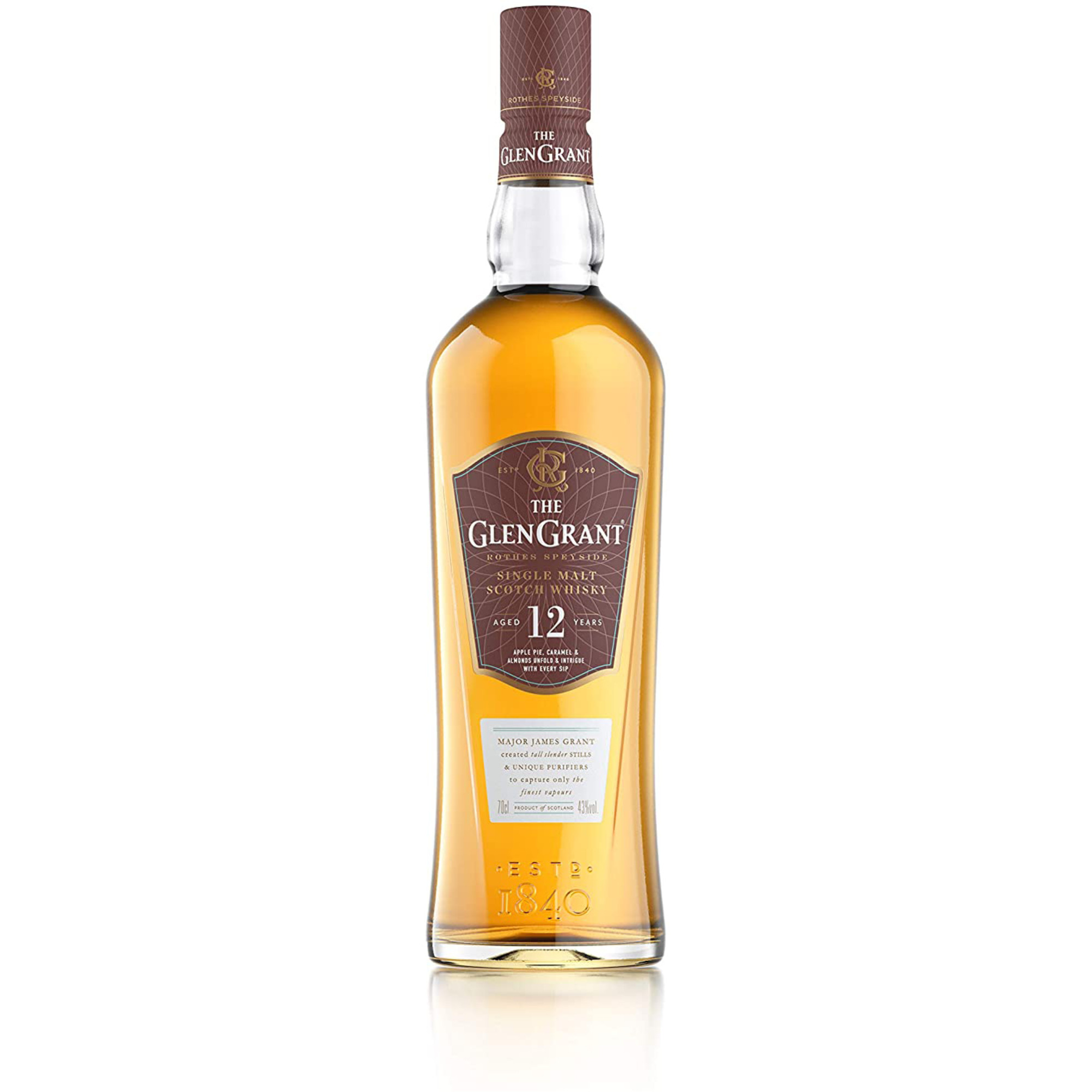 Glen Grant 12 Years Single Malt Scotch Whisky, Speyside, 0,7 L, 40% Vol., Schottland, Spirituosen