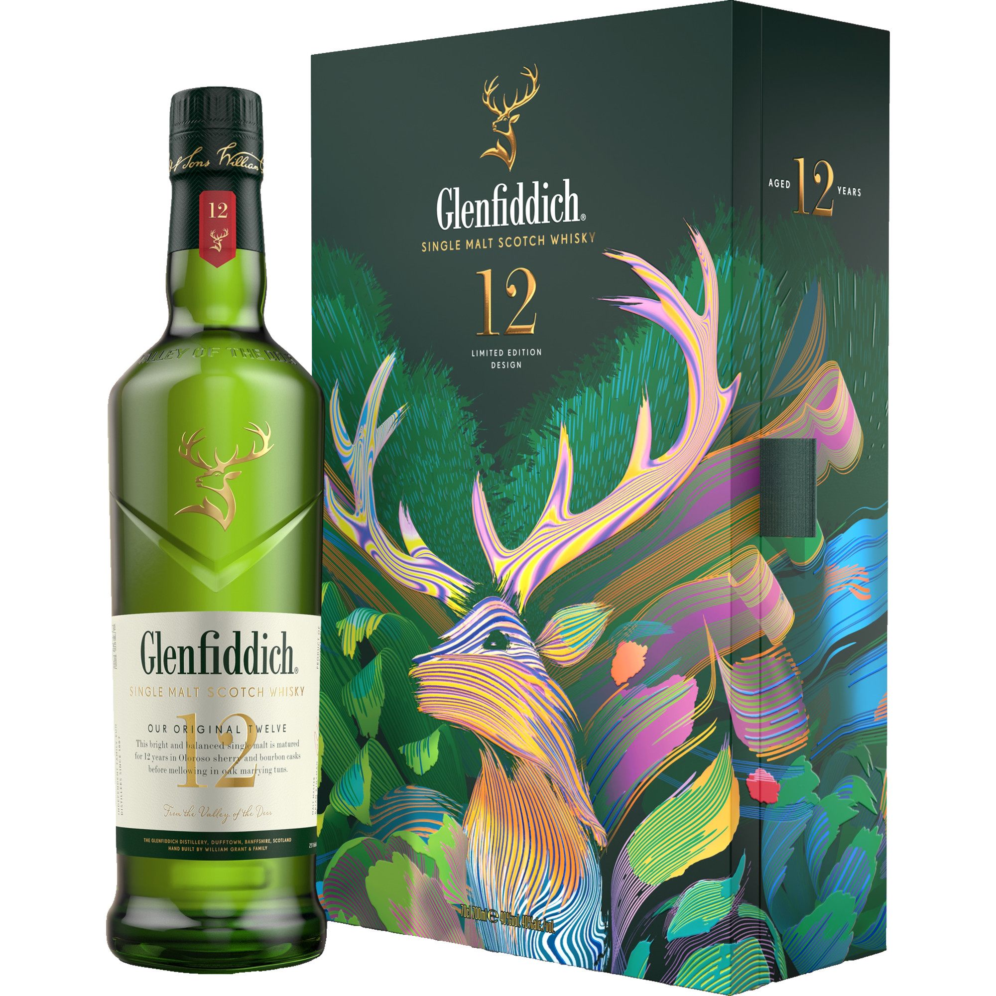 Glenfiddich 12 Years Artist Pack, Single Malt Whisky, 0,7L, 40% Vol., Schottland, Spirituosen William Grant & Sons Global Brands Ltd., Tullamore, Ireland Hawesko DE