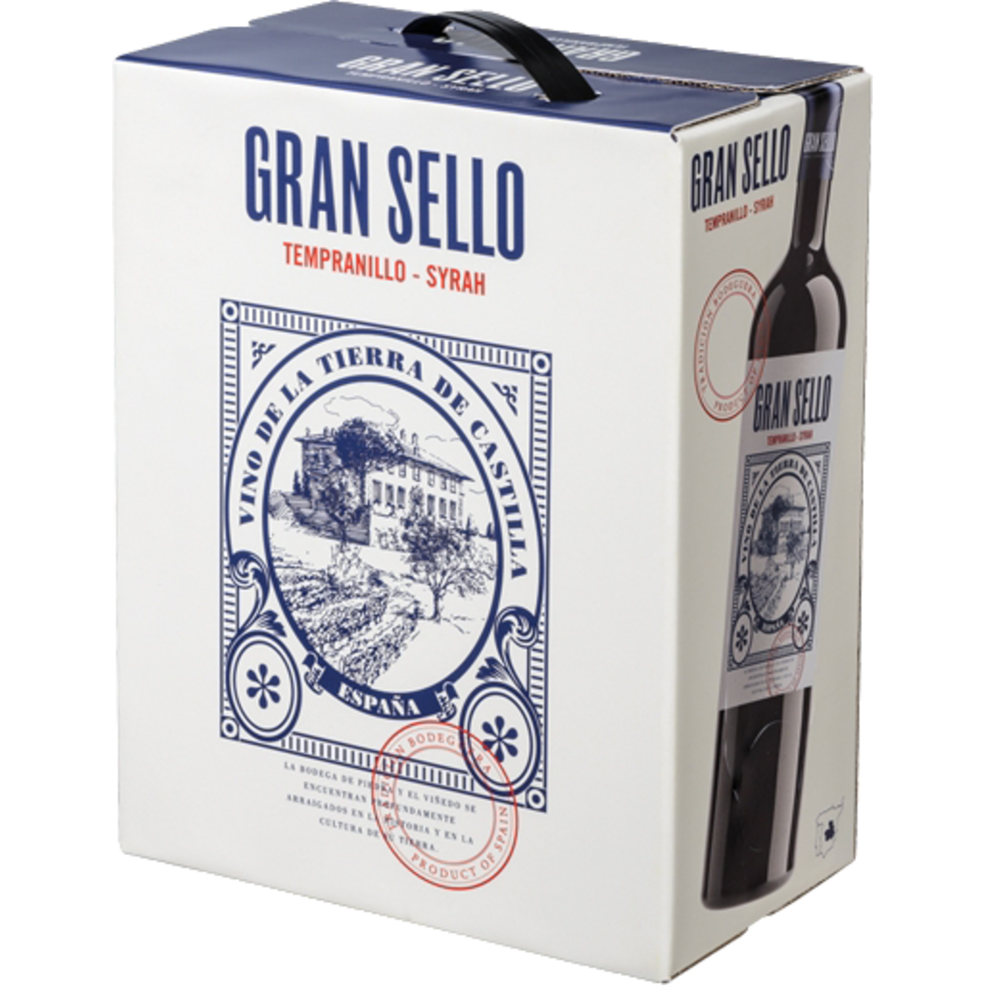 Gran Sello Tempranillo Syrah, Vino de la Tierra de Castilla, Bag in Box, 3,0 L, Kastilien - La Mancha, 2020, Rotwein