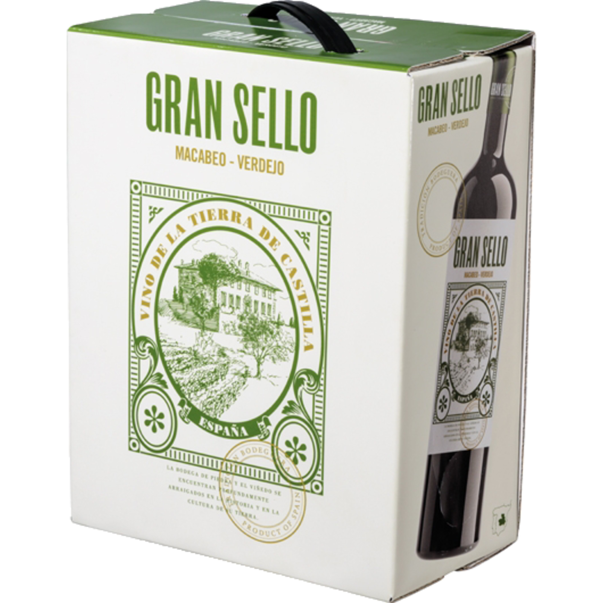 Gran Sello Macabeo Verdejo, Vino de la Tierra de Castilla, Bag in Box, 3,0 L, Kastilien - La Mancha, 2022, Weißwein - Weißwein