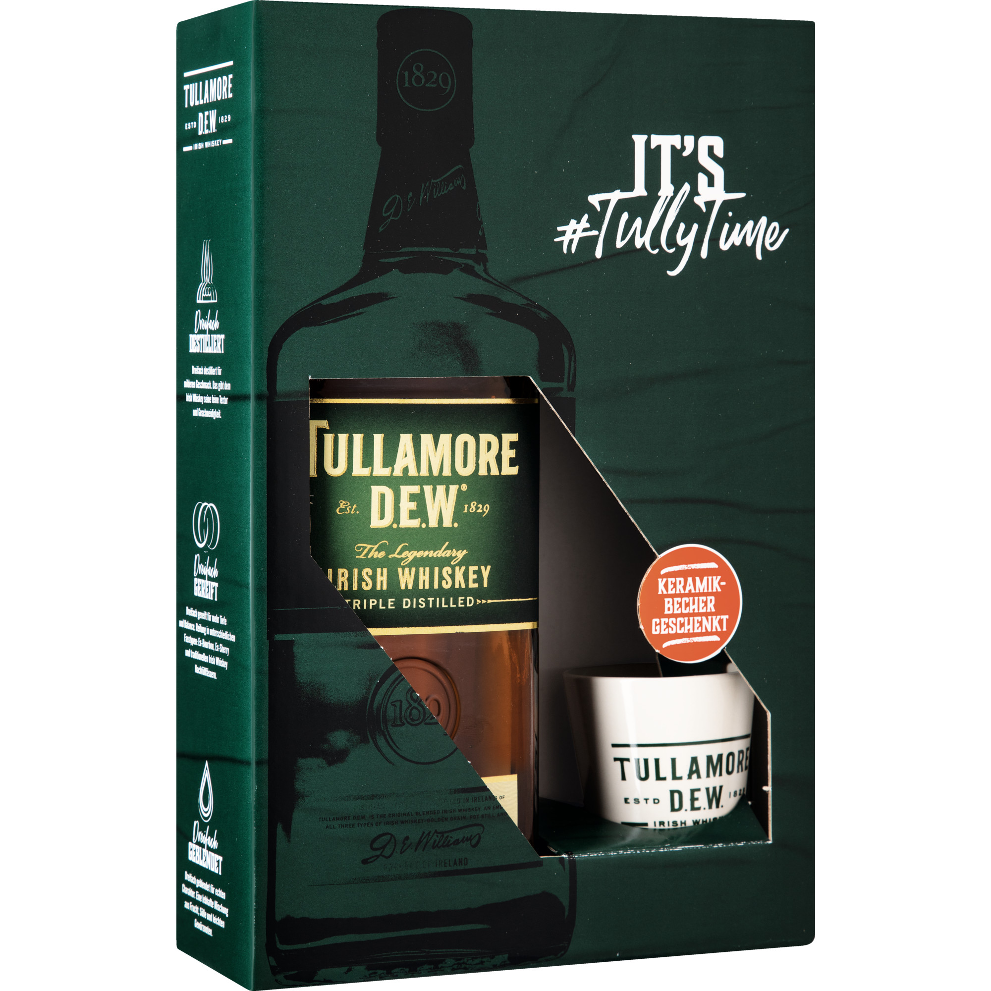 Tullamore Dew Irish Whiskey, 0,7 L, 40% Vol. inkl. Keramikbecher, Spirituosen - Spirituosen