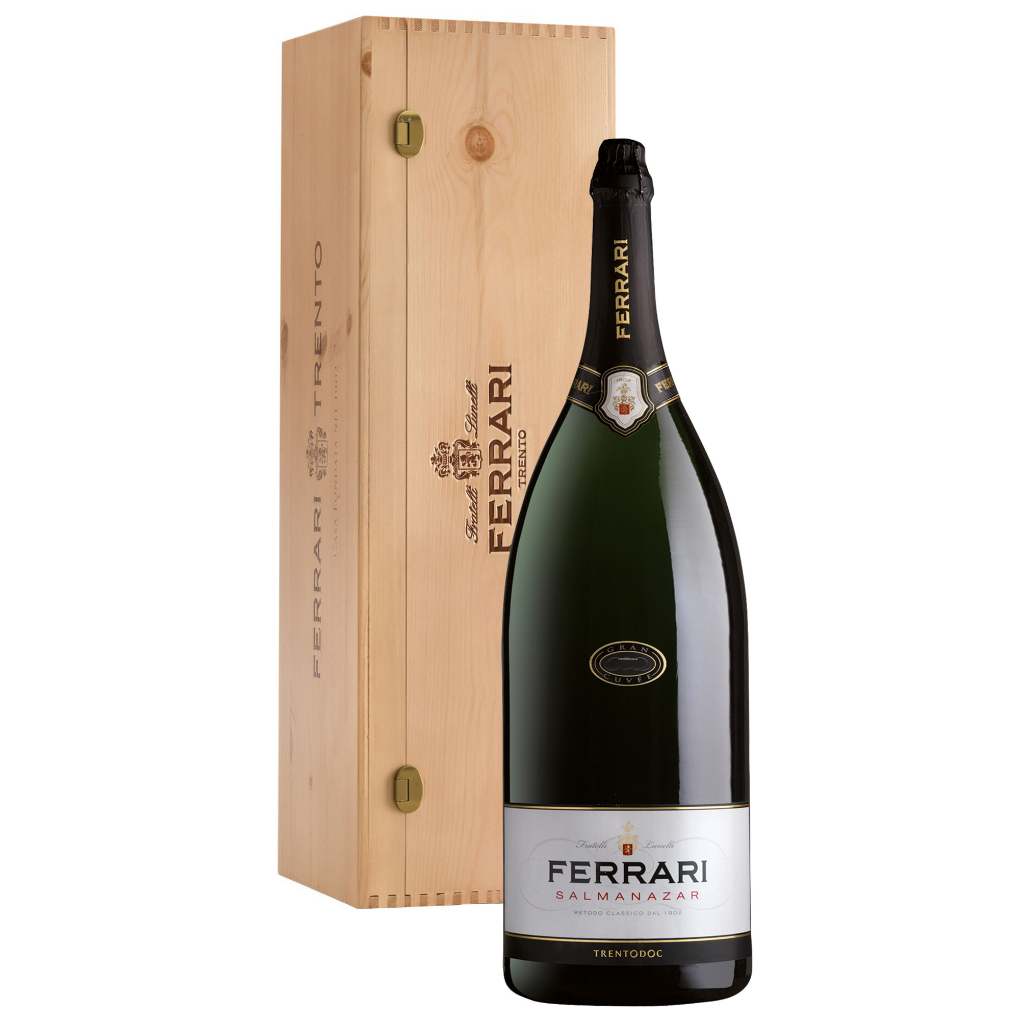 Image of Ferrari Salmanazarw Brut, Trentodoc, 9,0L, in Holzkiste, Trentino, 2018, Schaumwein