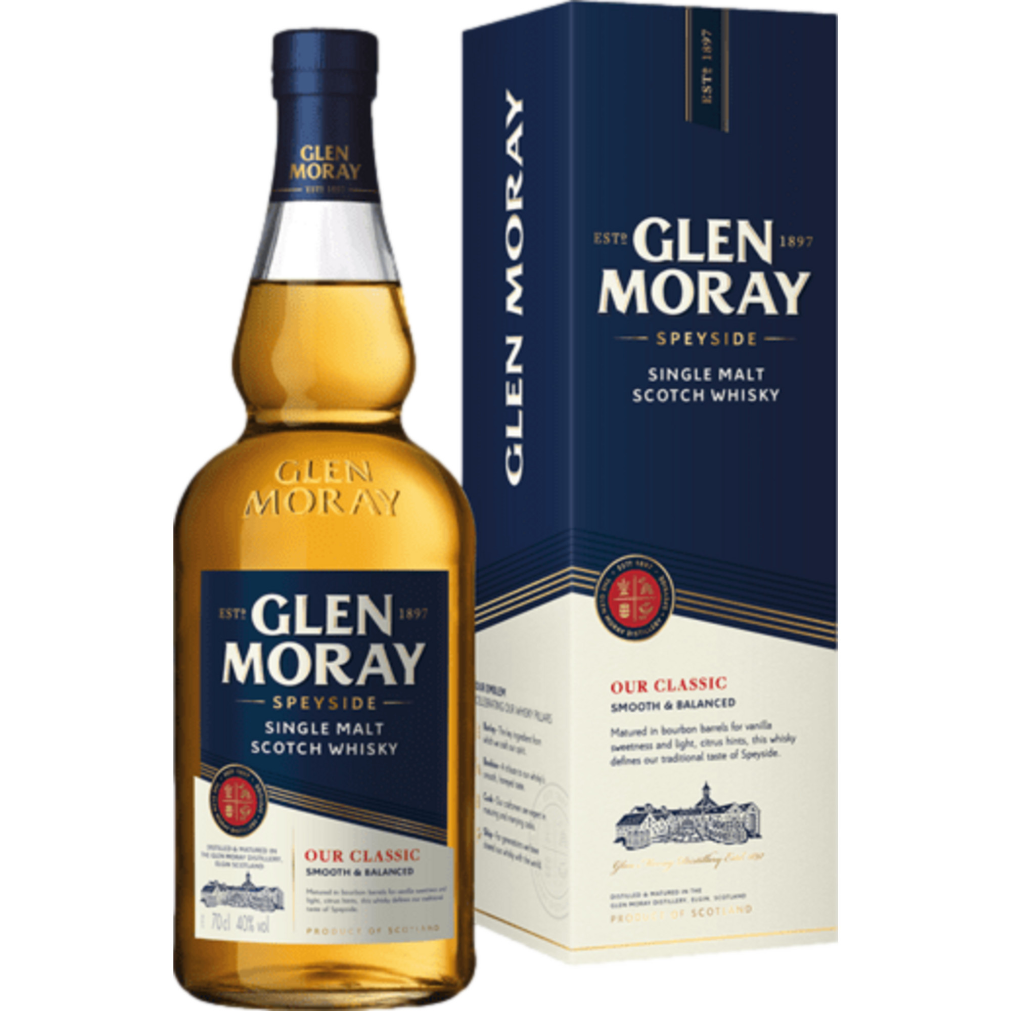 Glen Moray Classic Speyside Single Malt, 40% Vol, 0,7 L, Spirituosen - Spirituosen