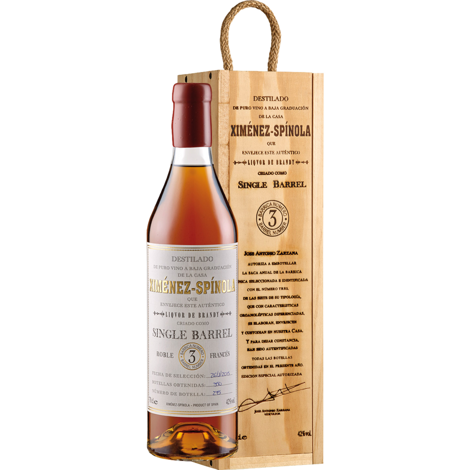 Image of Brandy Single Barrel, 42% Vol, 0,7 L, Sherry/Jerez, Spirituosen