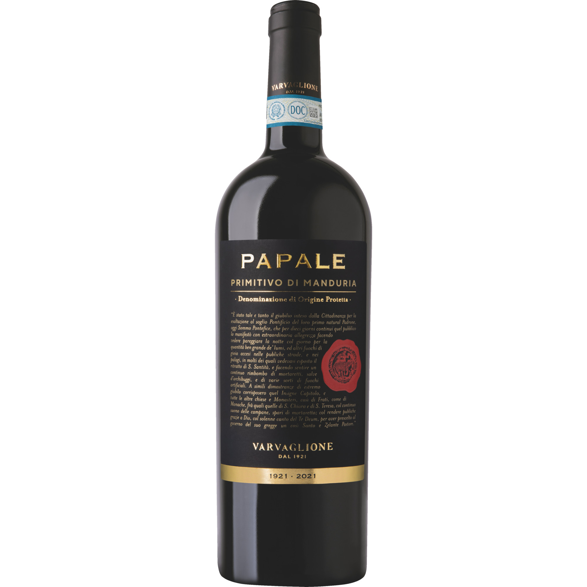 Papale Oro Primitivo, Primitivo di Manduria DOP, Apulien, 2020, Rotwein