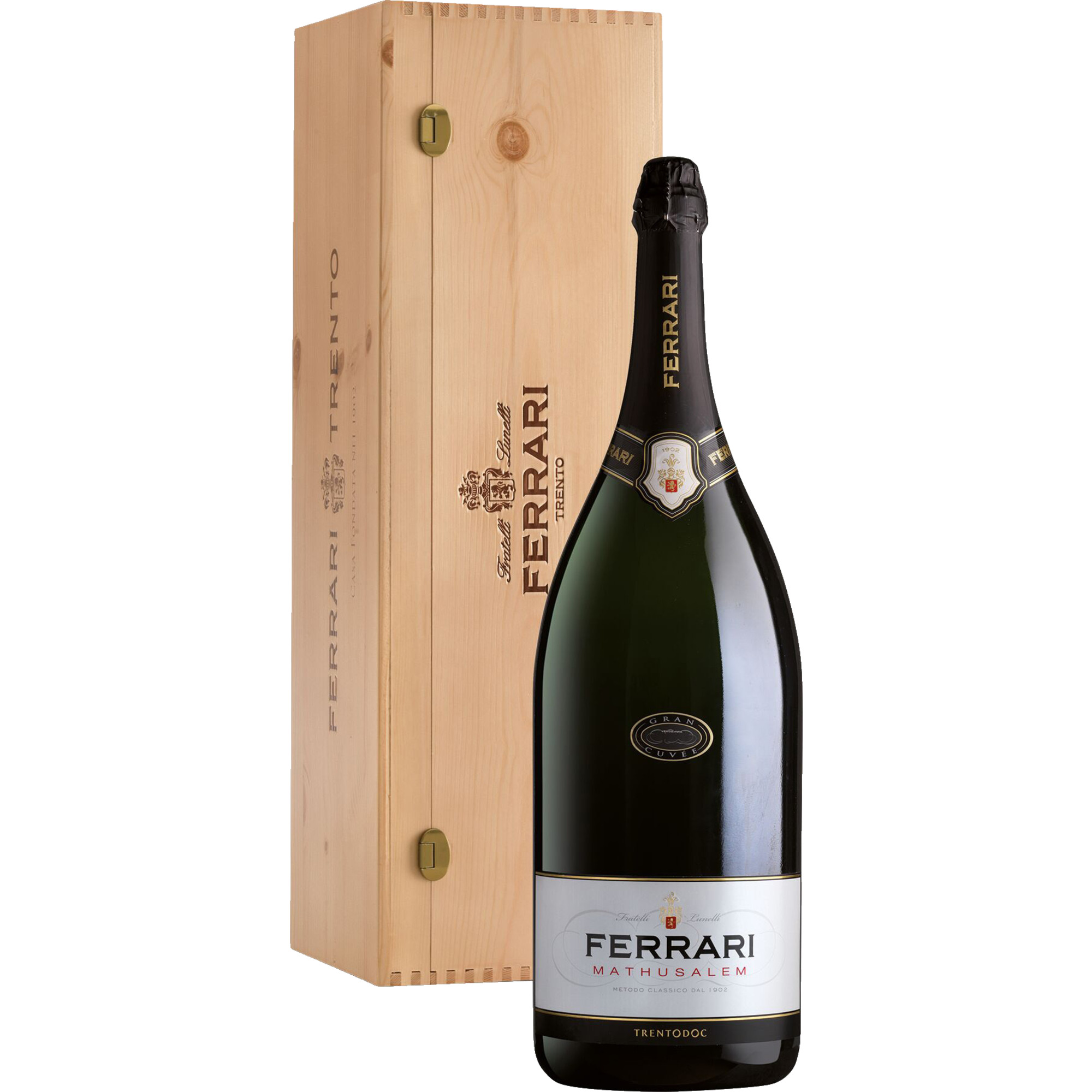 Image of Ferrari Methusalem Brut, Trentodoc, 6,0L, in Holzkiste, Trentino, 2018, Schaumwein
