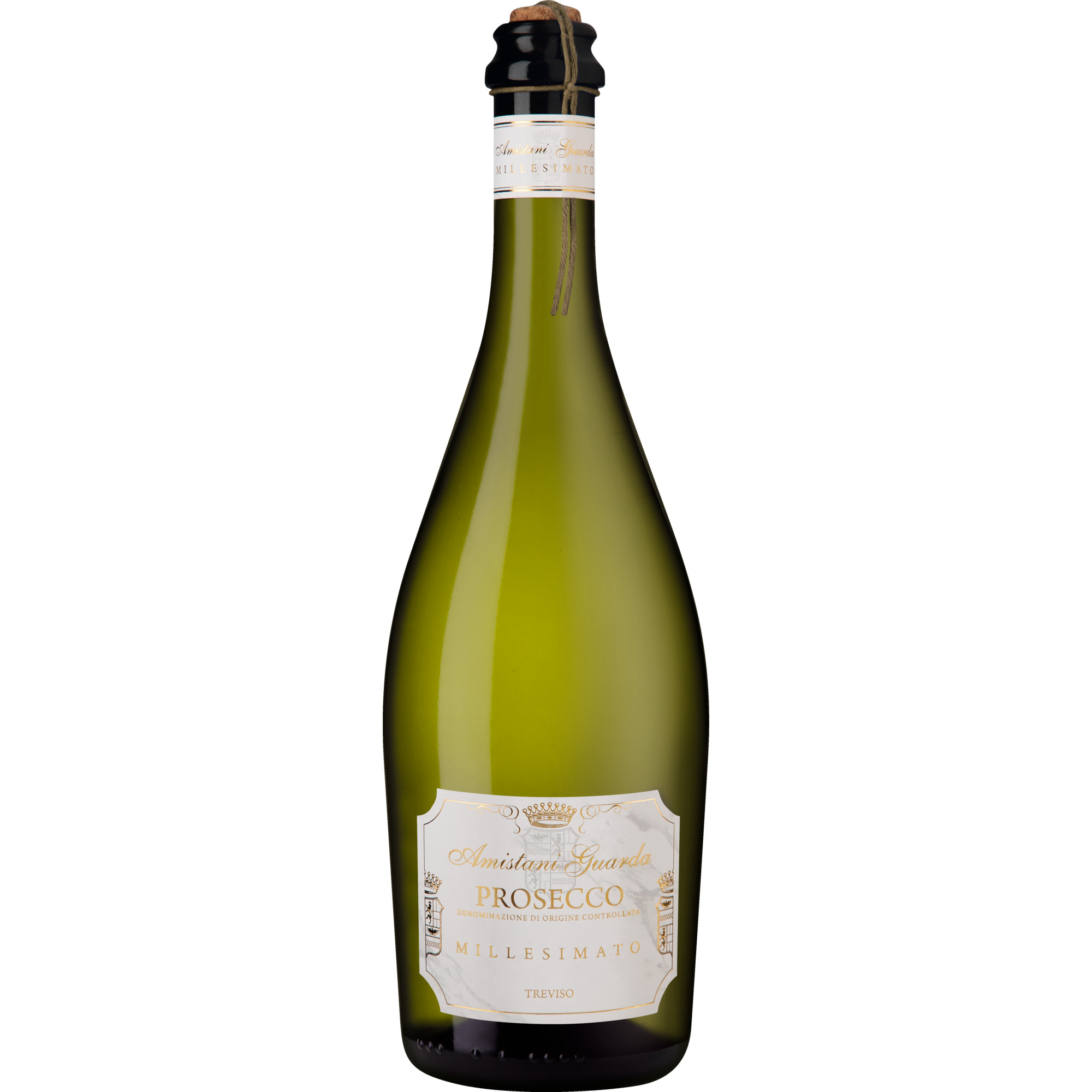 Amistani Guarda Prosecco Millesimato, Prosecco DOC Treviso, Venetien, 2023, Perlwein / Secco Vertrieb durch Hanseatisches Wein-und Sektkontor Hawesko GmbH, D-22763 Hamburg; Imbottigliato da Mionetto SPA - Valdobbiadene - Italia Hawesko DE