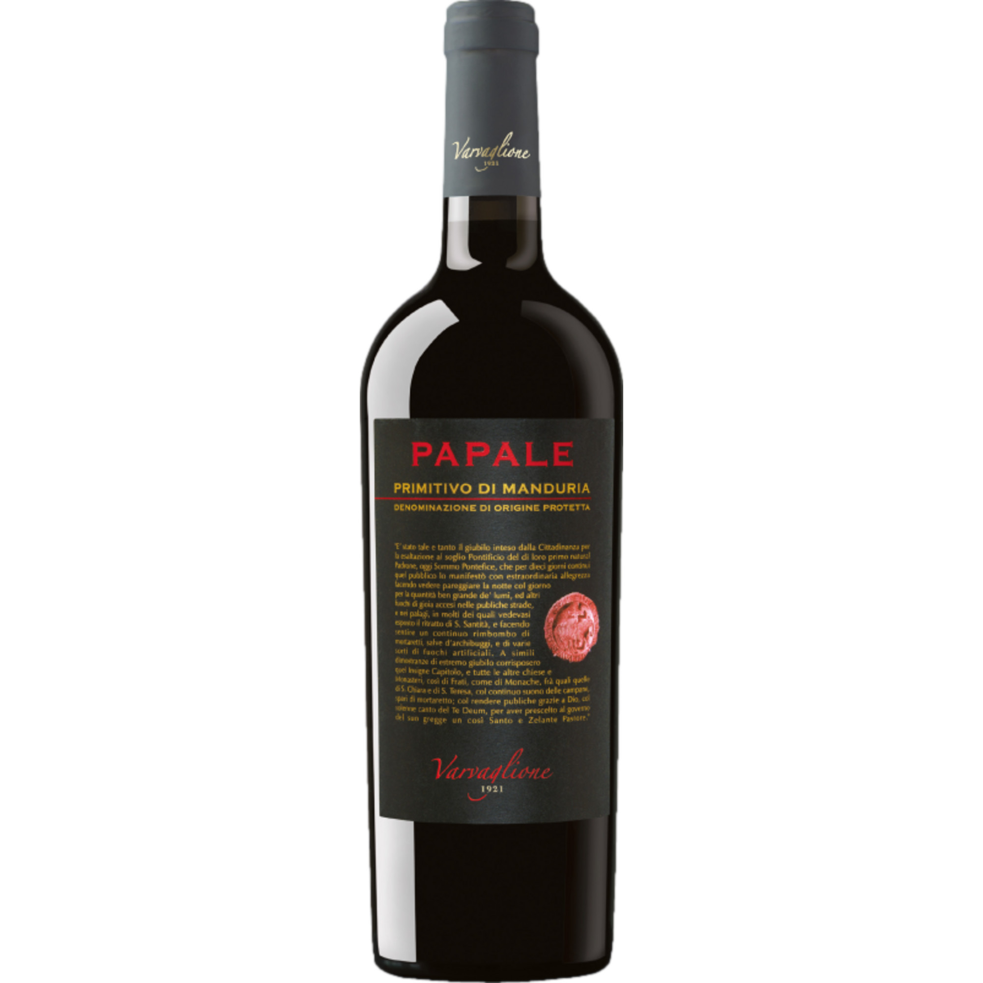 Varvaglione Papale Primitivo di Manduria, Primitivo di Manduria DOC, Apulien, 2020, Rotwein