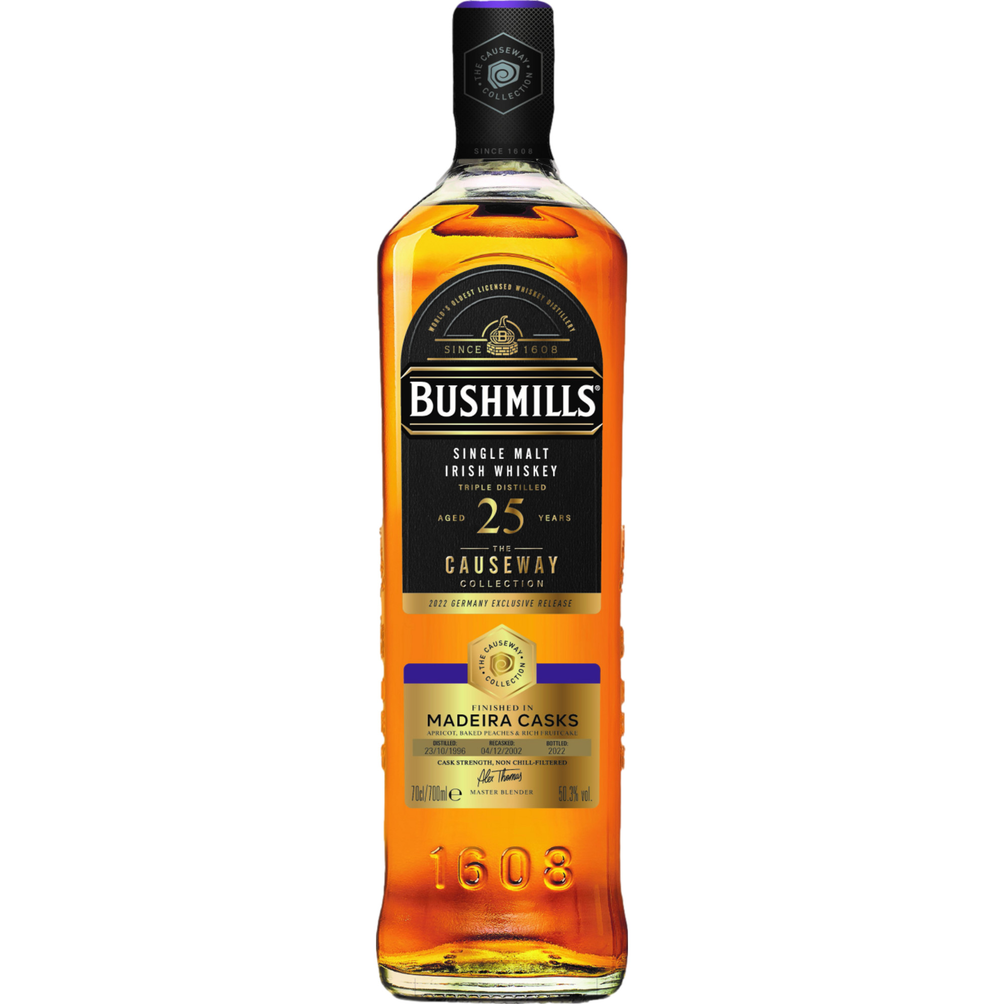 Image of Bushmills 25 YO Causeway Collection Madeira Cask, Irish Whiskey, 0,7 L, 50,3% Vol., in Geschenketui, Spirituosen