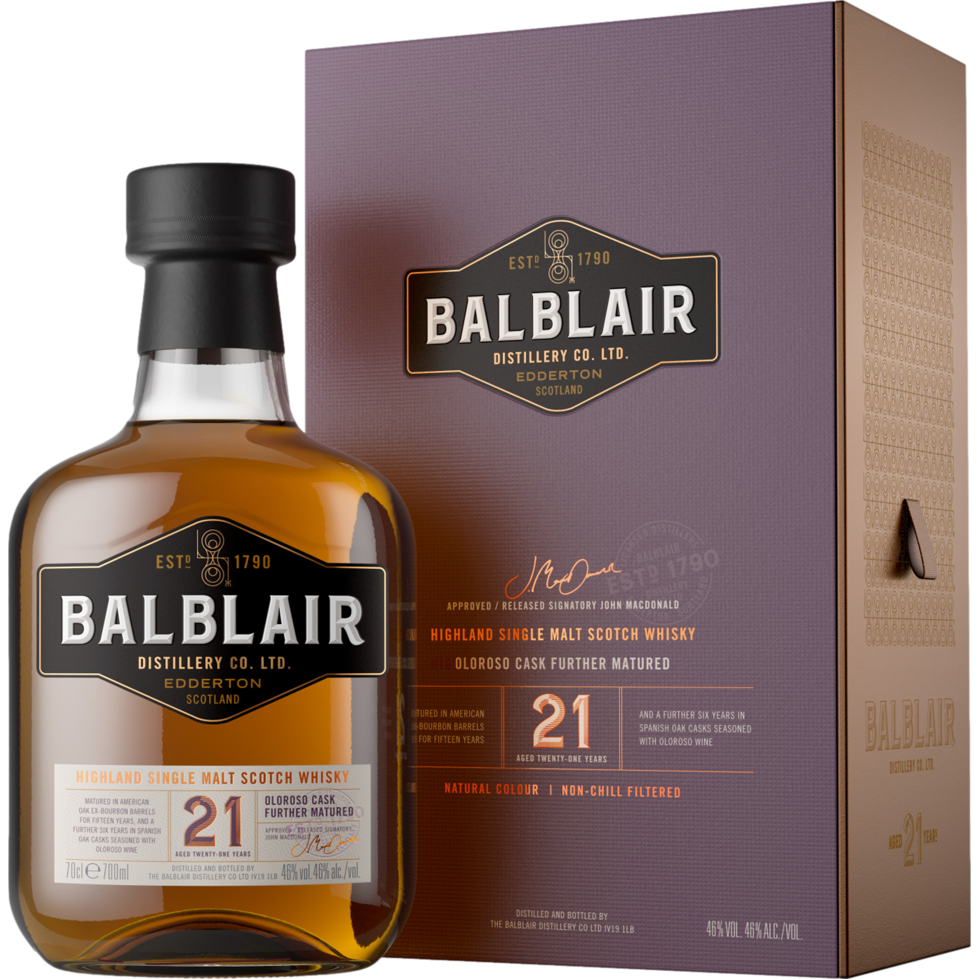 Image of Balblair 21 Years Old Single Malt Scotch Whisky in Geschenkverpackung