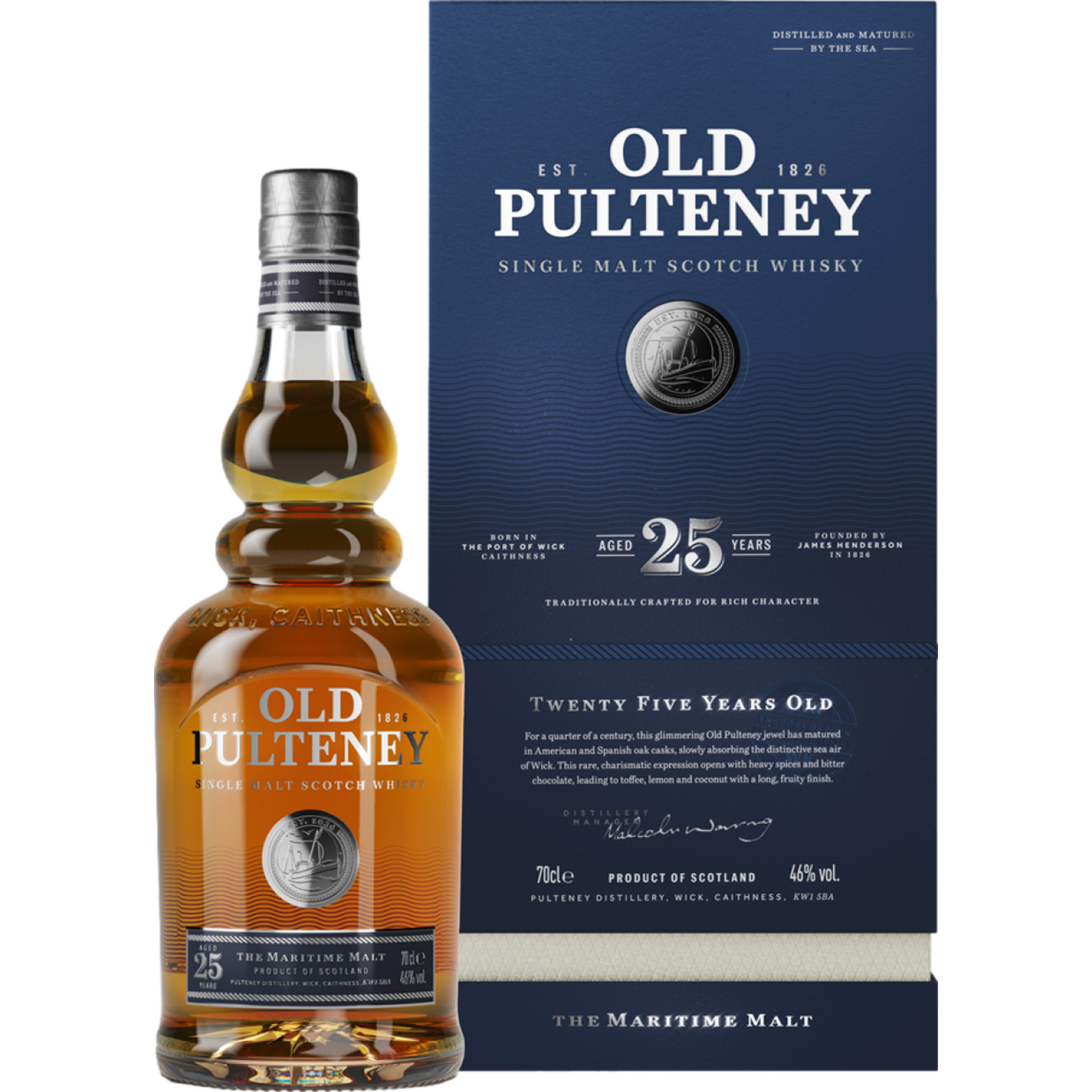 Old Pulteney 25 Years Single Malt, Scotch Whisky, 0,7 L, 46% Vol., in Geschenketui, Schottland, Spirituosen - Spirituosen