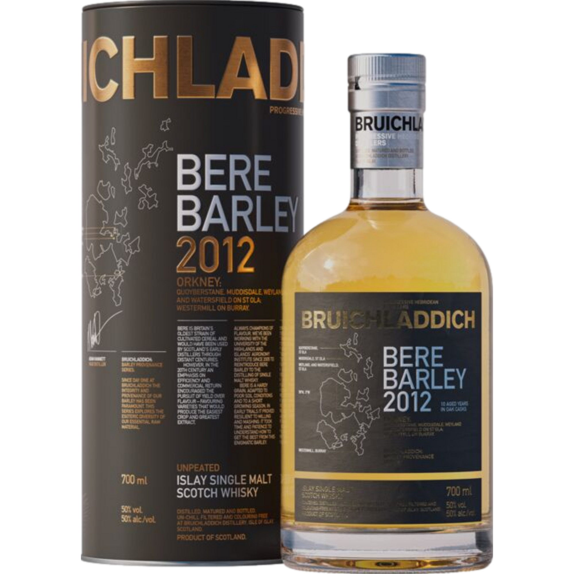Bruichladdich Bere Barley Islay Single Malt, Scotch Whisky, 0,7 L, 50% Vol., Schottland, Spirituosen - Spirituosen
