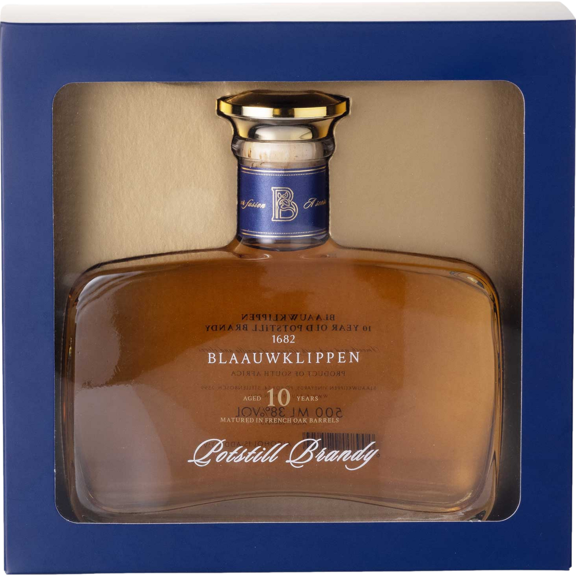 Image of Blaauwklippen 10-Year Potstill Brandy, Südafrika, 0,5 L, 38% Vol., Western Cape, Spirituosen