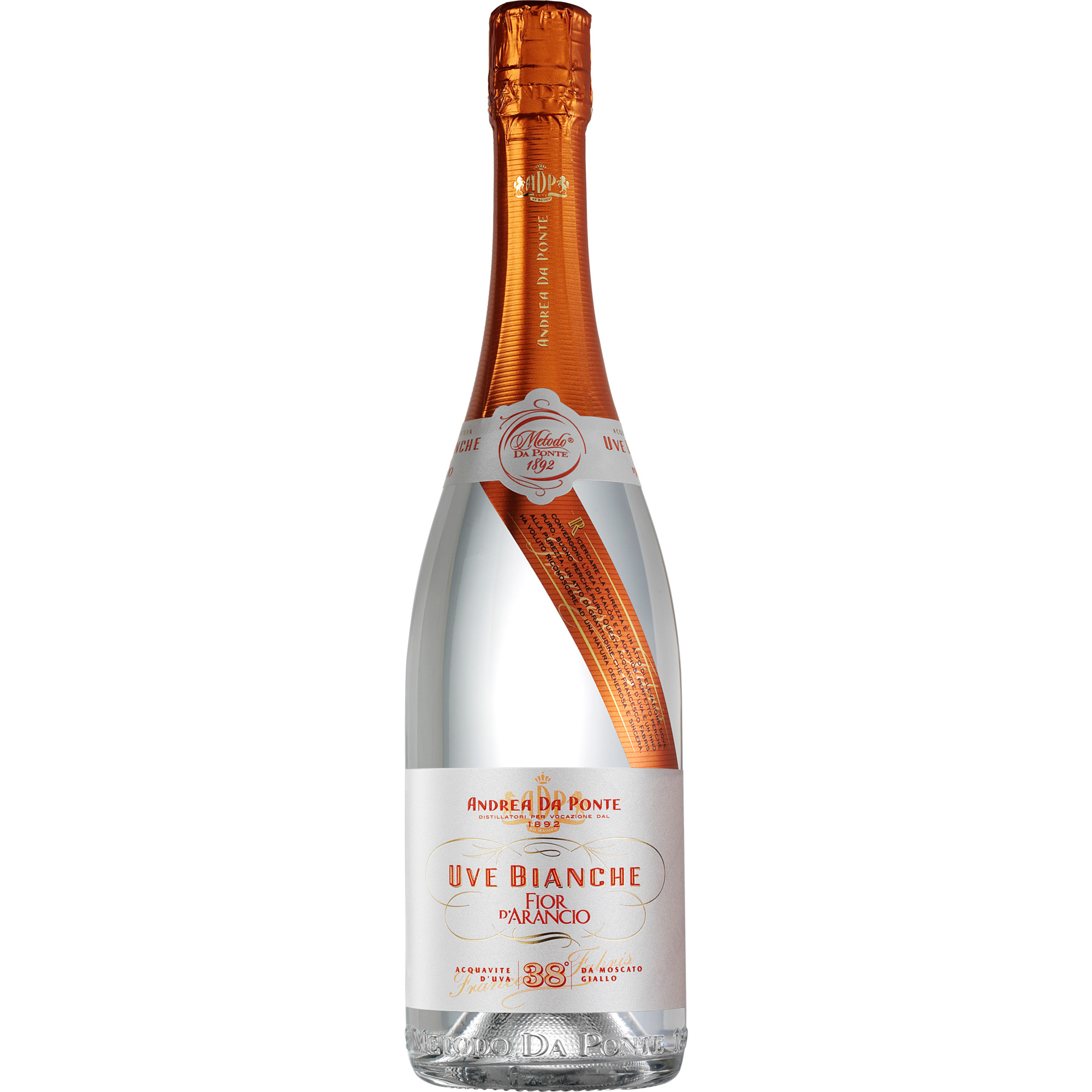 Andrea da Ponte „Uve Bianche“ Fior d’Aranico, Italien, 0,7 L, 38% Vol., Venetien, Spirituosen