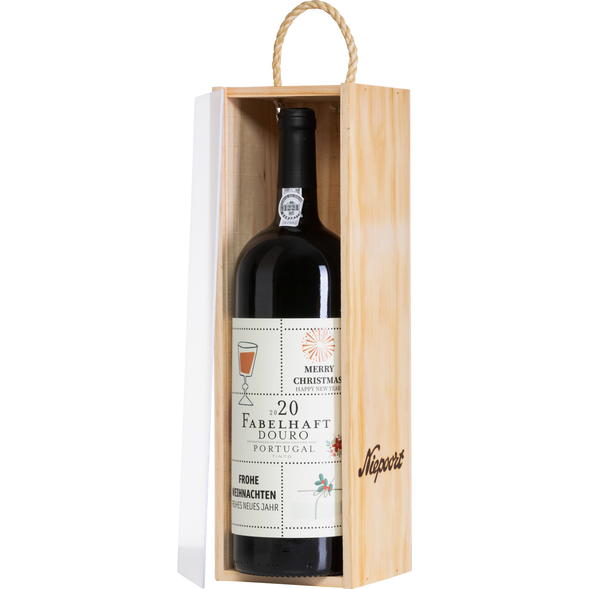 Niepoort Fabelhaft Tinto Weihnachtsedition, Douro DOC, Magnum, 1er Holzkiste, Douro, 2020, Rotwein