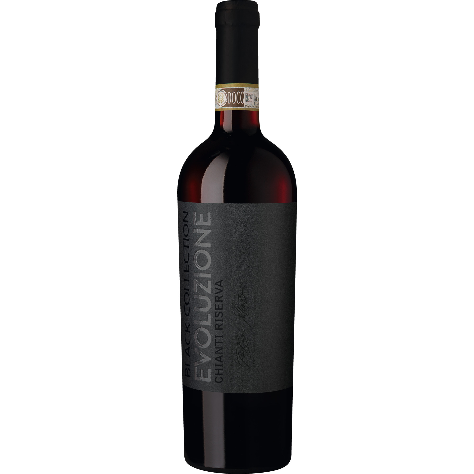 Evoluzione Chianti Riserva Black Collection, Chianti Riserva DOCG, Toskana, 2021, Rotwein Vertrieb durch: Hanseatisches Wein- und Sekt- Kontor Hawesko GmbH, D-22763 Hamburg; Imbottigliato da IT SI/10072 - Italia Hawesko DE