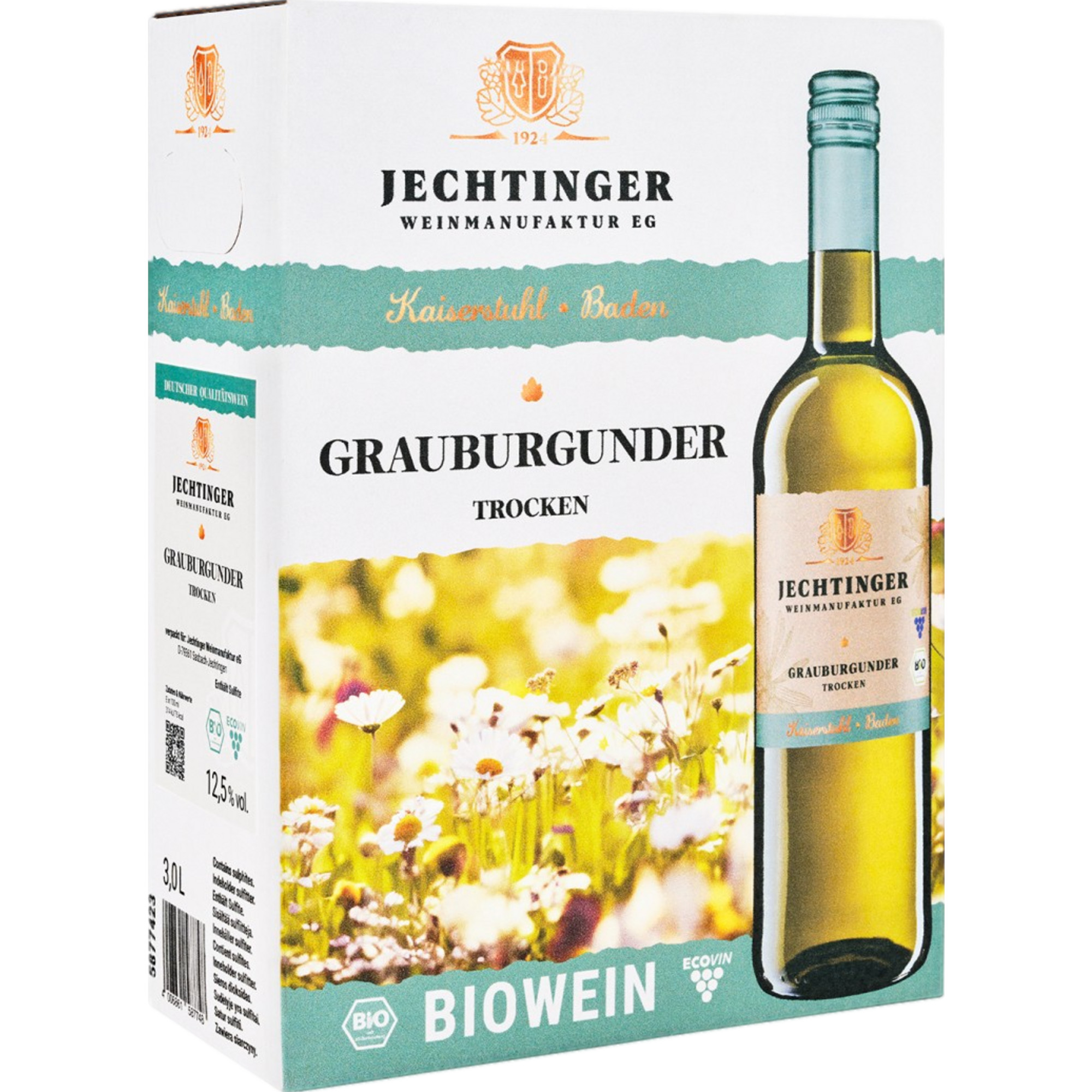 Jechtinger Grauburgunder Bag in Box, Trocken, Baden, 3,0 L, Baden, 2023, Weißwein - Weißwein