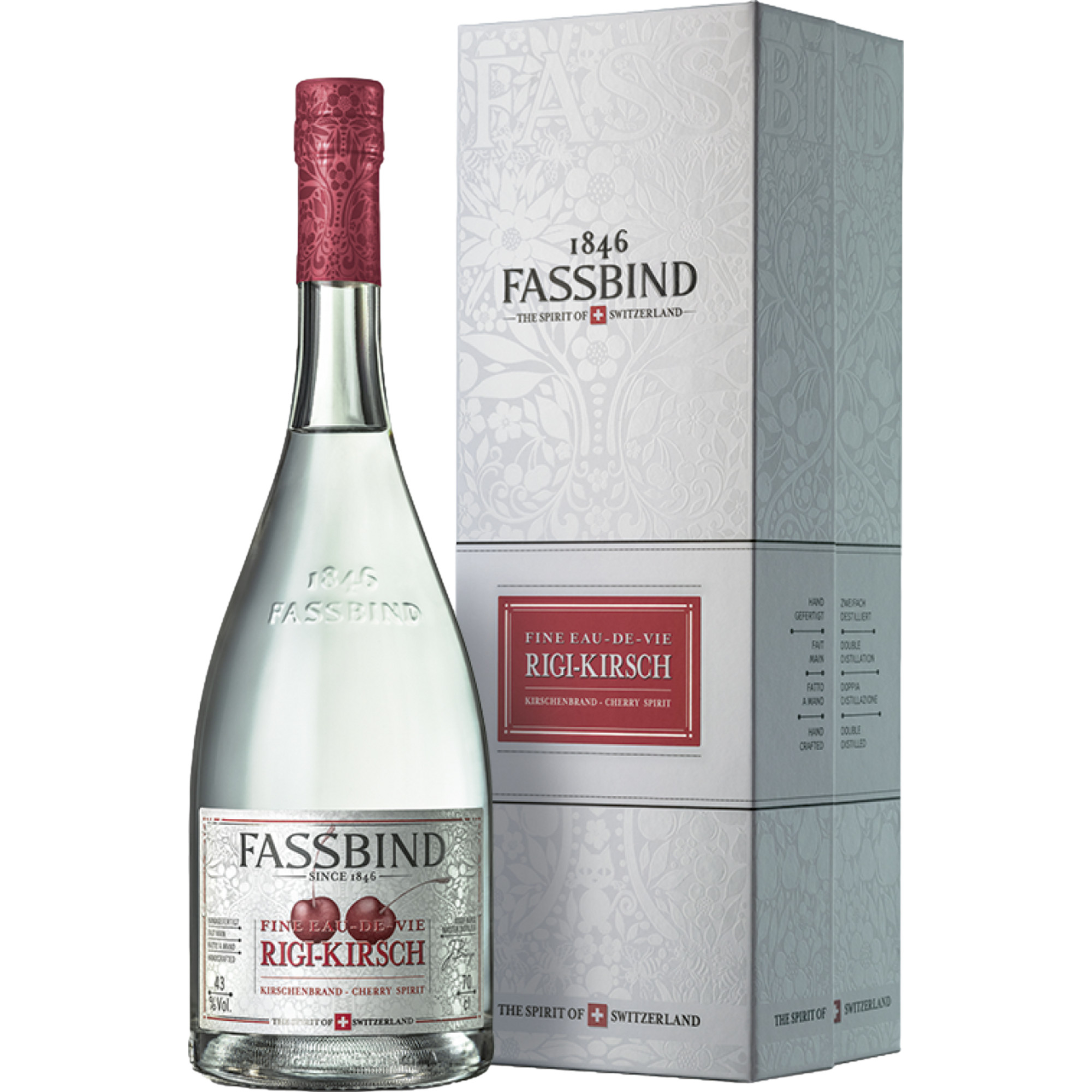 Image of Fassbind Les Eaux de Vie Rigi-Kirsch Brand, Schweiz, 0,7 L, 43% Vol., Spirituosen