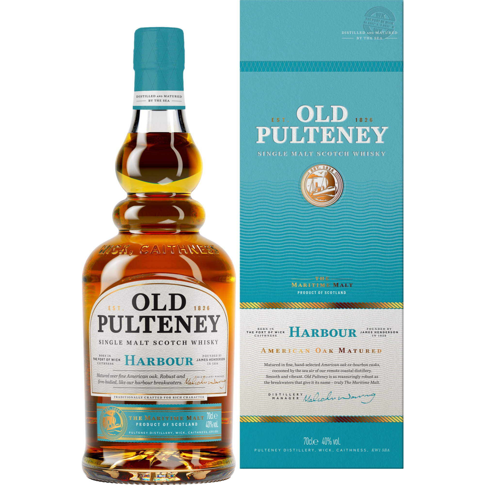 Image of Old Pulteney Harbour Single Malt Whisky, Scotch Whisky, 0,7 L, 40% Vol., in Geschenketui, Spirituosen